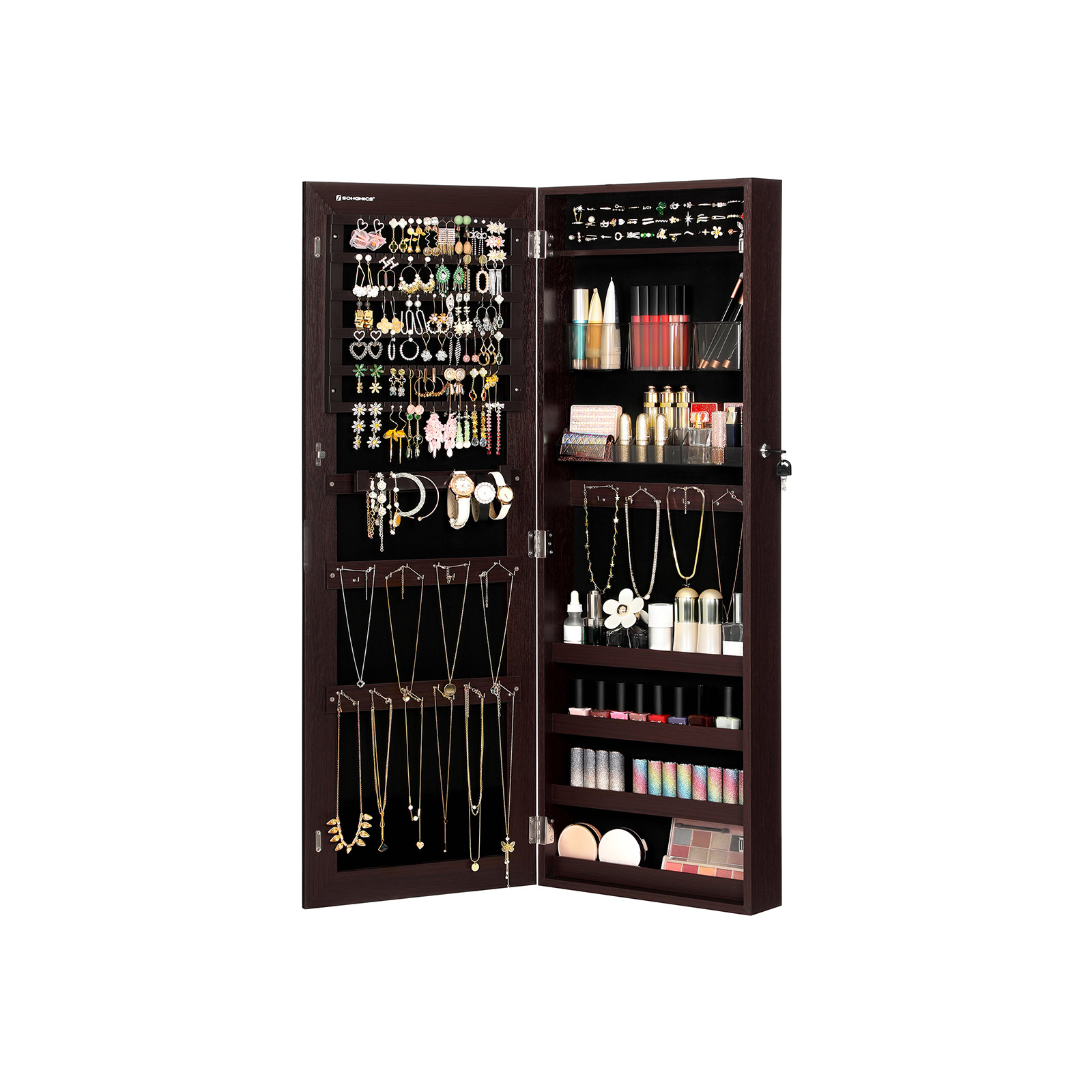 SONGMICS Armario para Joyas, Armario Joyero con 2 Organizadores de