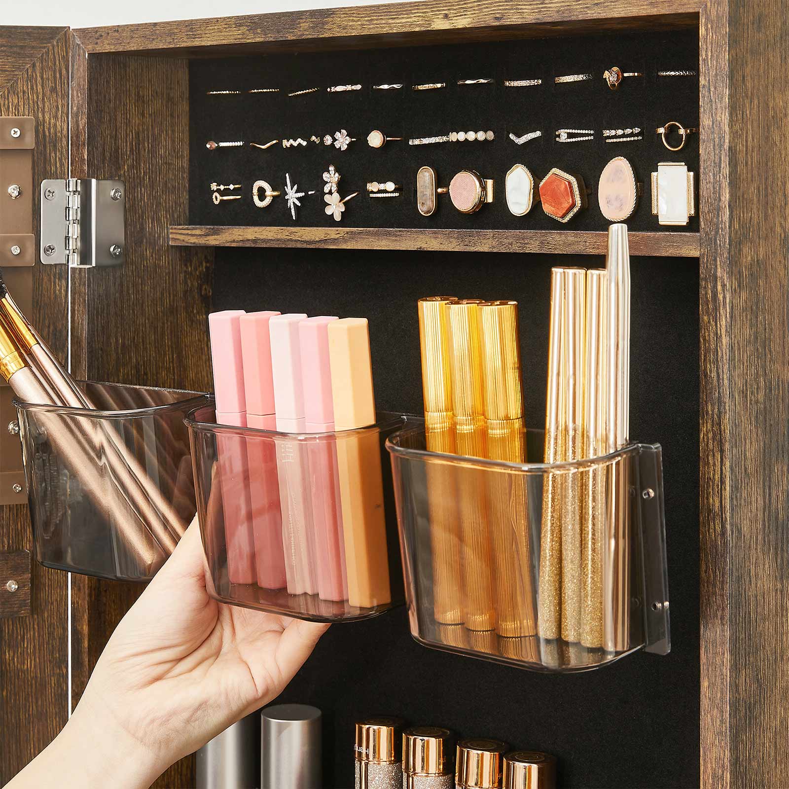 SONGMICS Armario Joyero, Armario para Joyas, Espejo Joyero, Espejo