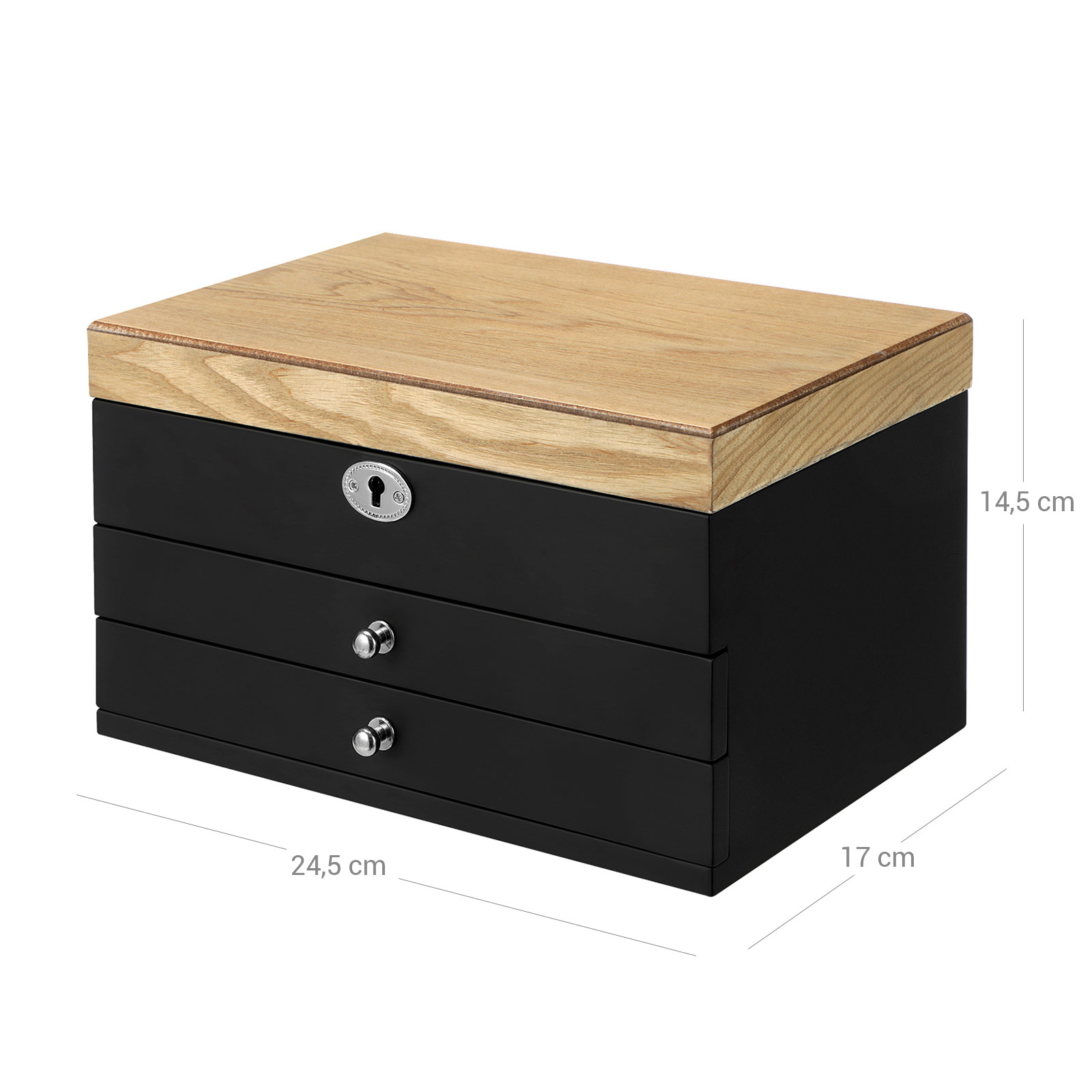 SONGMICS Caja de Joyas de 3 Niveles, Organizador de Joyería de Madera