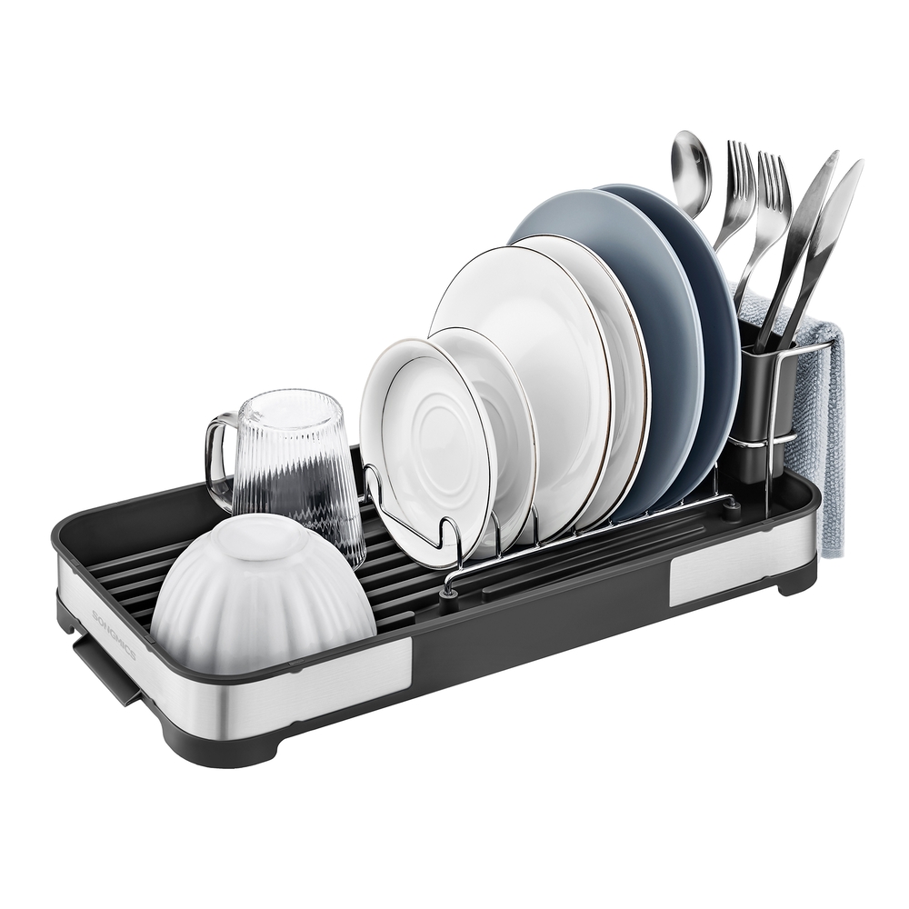 Songmics Negro Escurreplatos Acero Inoxidable Plata Y