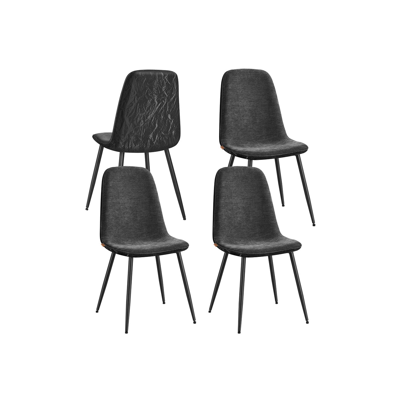 Vasagle Gris Pizarra Silla De Comedor De Chenilla Y Metal Fácil De Limpiar Para Cocina, / Juego De 4 - Imagen 2