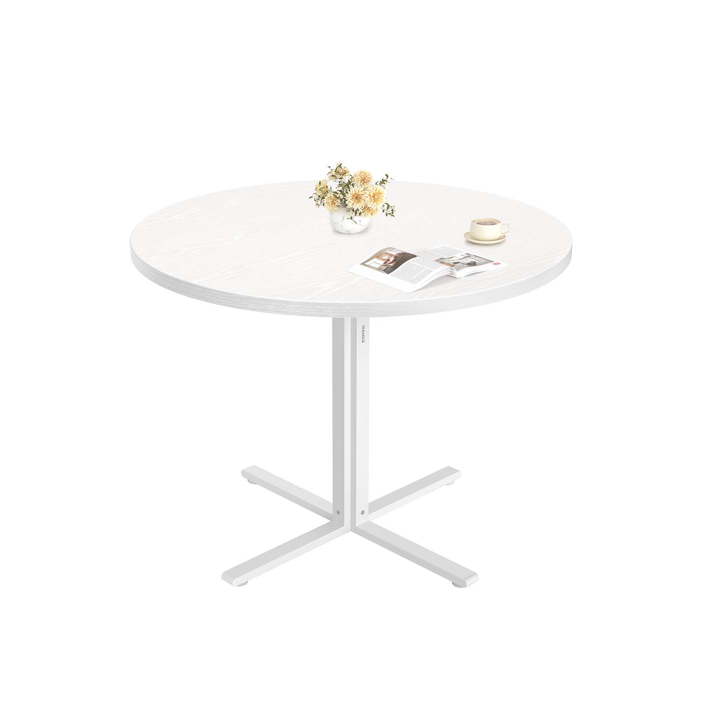 Vasagle Blanco Mesa De Comedor Redonda Para 4 Personas Alto De 74,8 Cm Nieve
