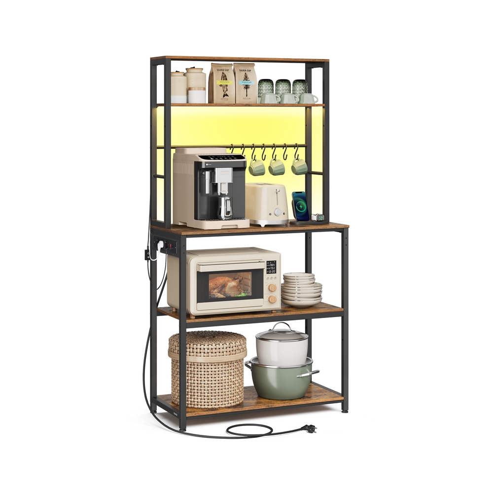 Vasagle Marrón/Negro Estantería De Cocina Con Led 40 X 80 X 168,4 Cm Y