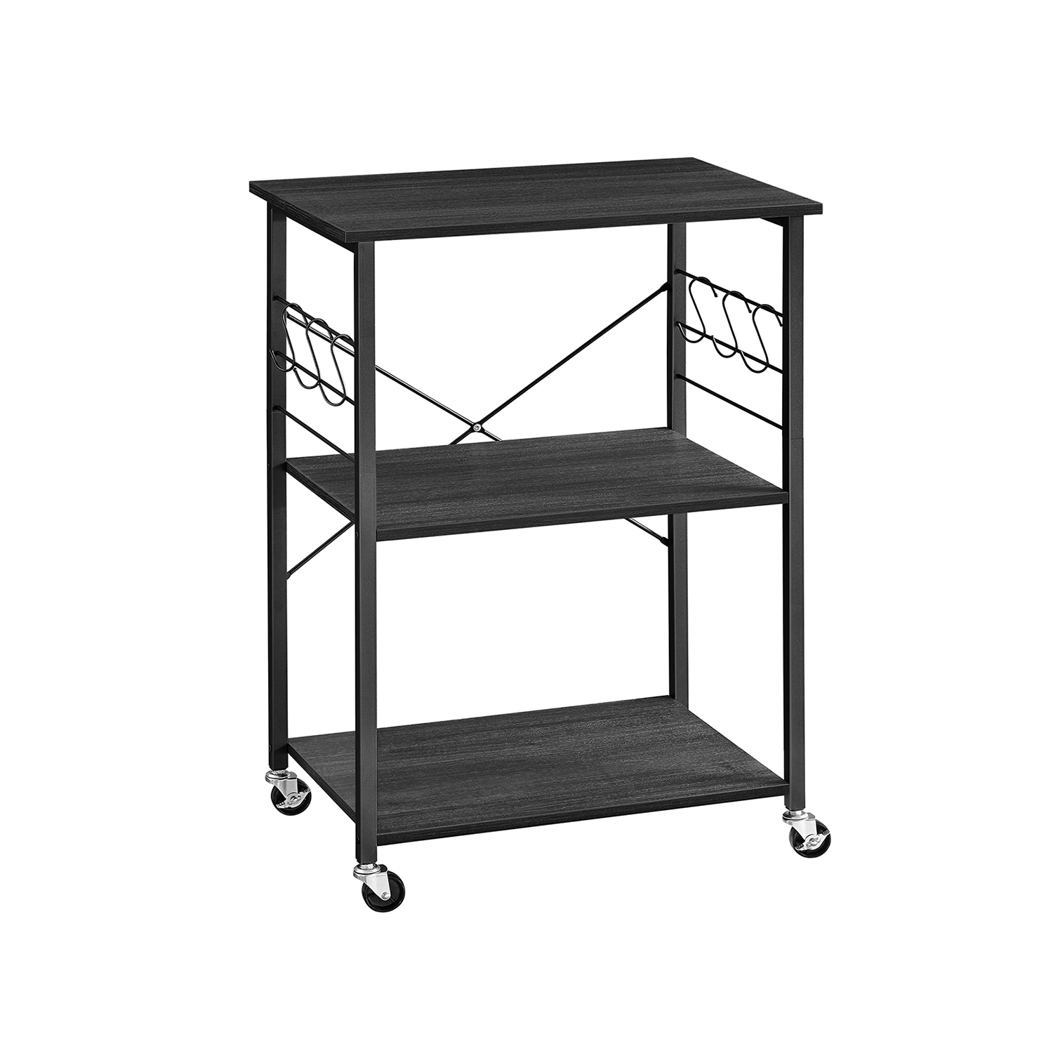 Genérico Negro Carro Estantería Para Microondas De 3 Niveles Cocina - Imagen 2