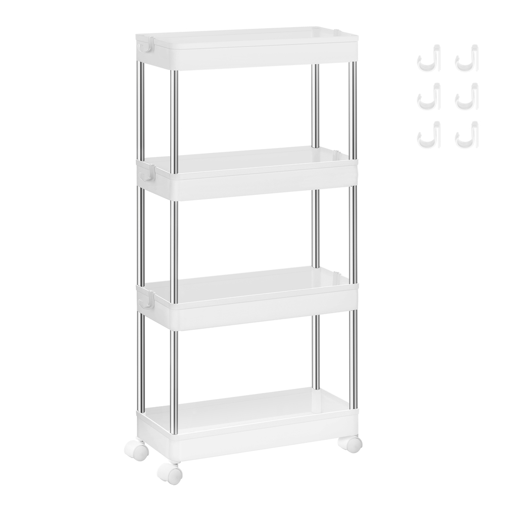 Songmics Carrito Con Ruedas De 4 Niveles, L12,5 X H86 Cm Blanco , Leroy Merlin - Imagen 3