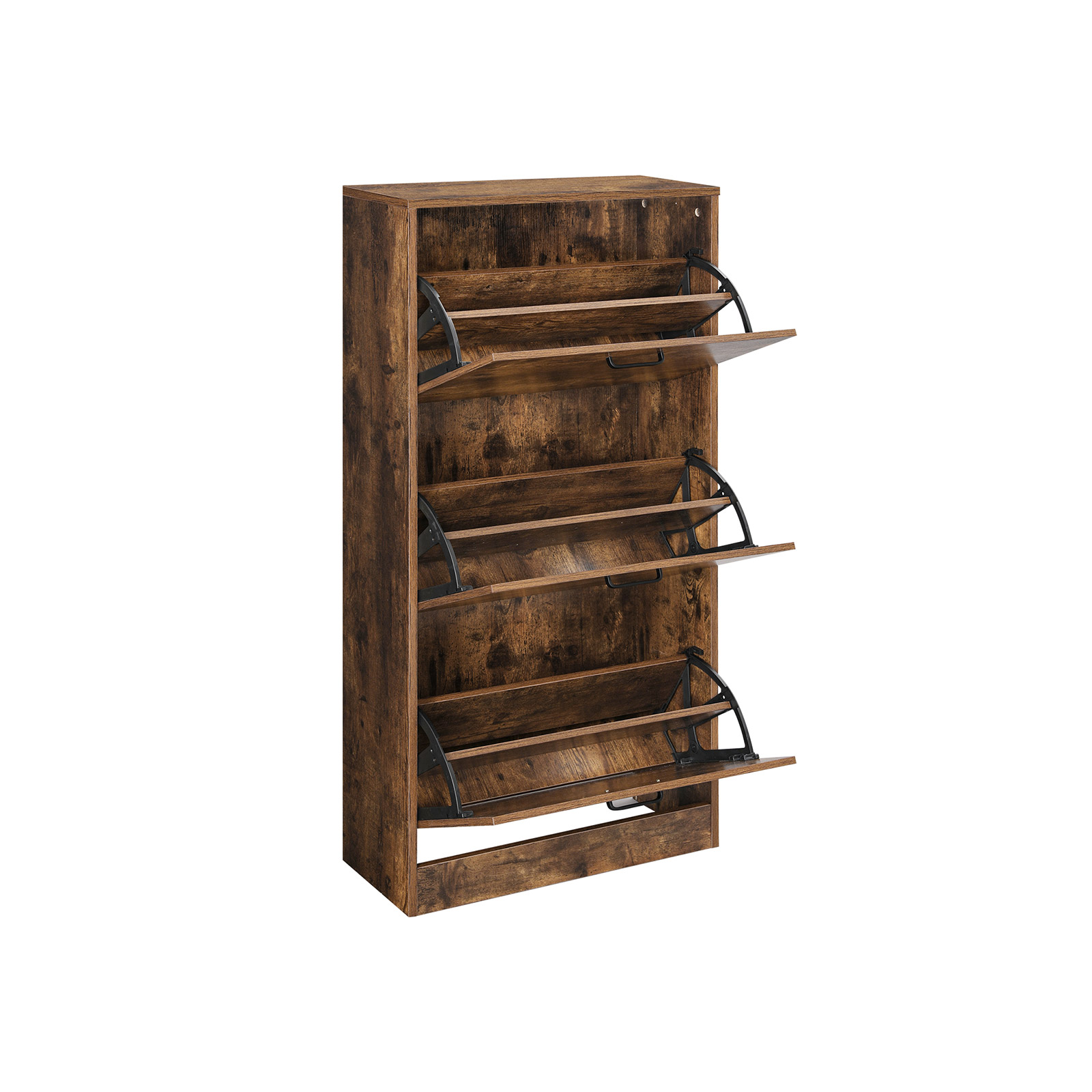 VASAGLE Armario de Zapatos con 3 Puertas Abatibles, Zapatero de Madera