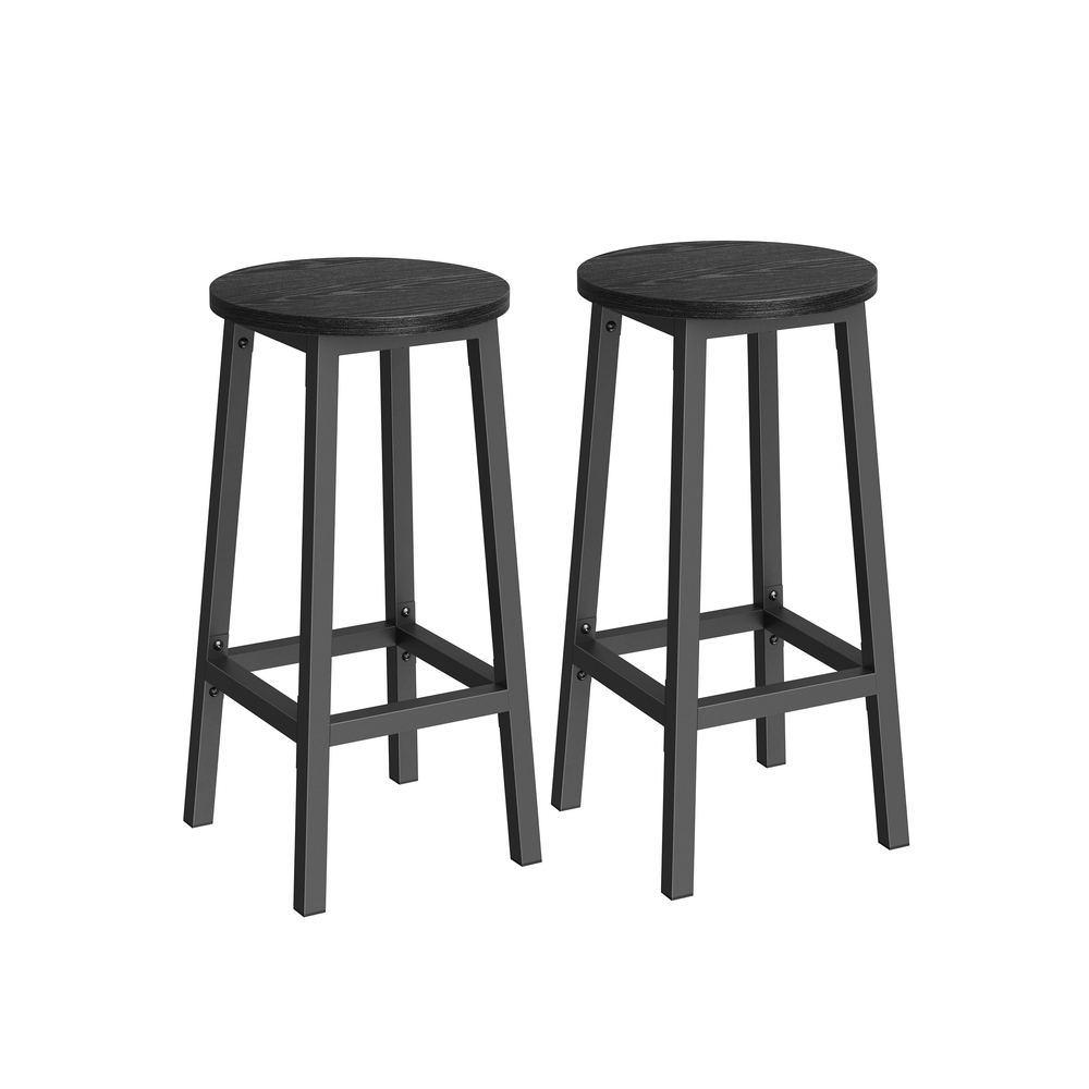 Vasagle Negro Ébano + Negro Clásico Juego De 2 Taburete De Bar, - Imagen 2
