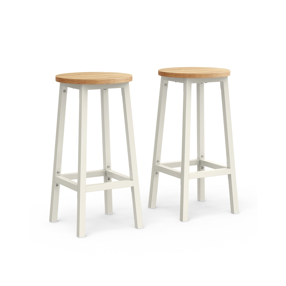 Vasagle Beige/Blanco Juego De 2 Taburetes De Bar Con Reposapiés Roble Y