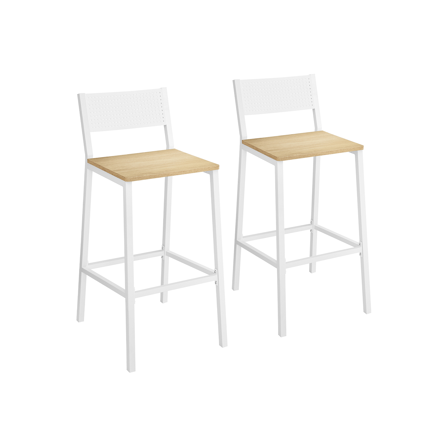 Vasagle Taburete De Bar, Juego De 2, Taburetes Altos De Cocina, Para Cocina, Comedor, Oficina, Estilo Industrial, Roble Y Beige/Blanco , Leroy Merlin - Imagen 2