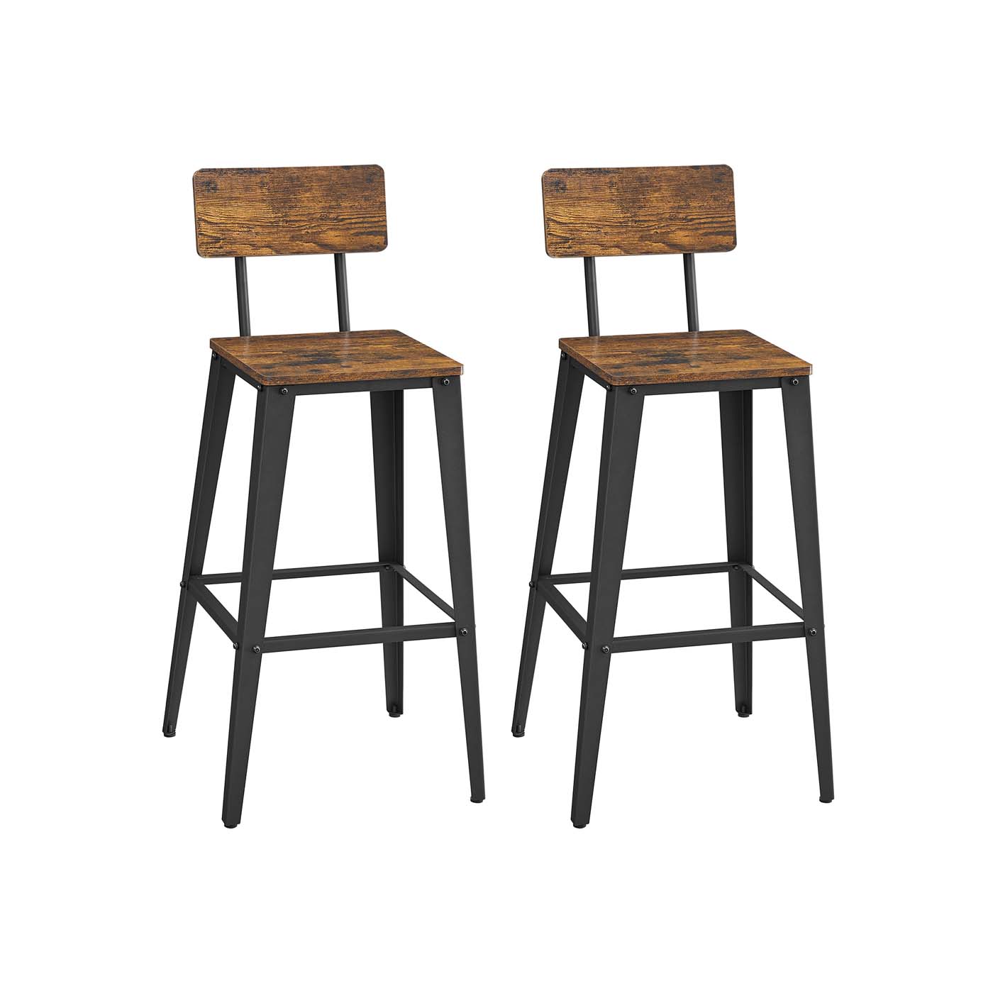 Vasagle Marrón/Negro Juego De 2 Taburetes De Bar Sillas De Bar De Cocina Rústico Y