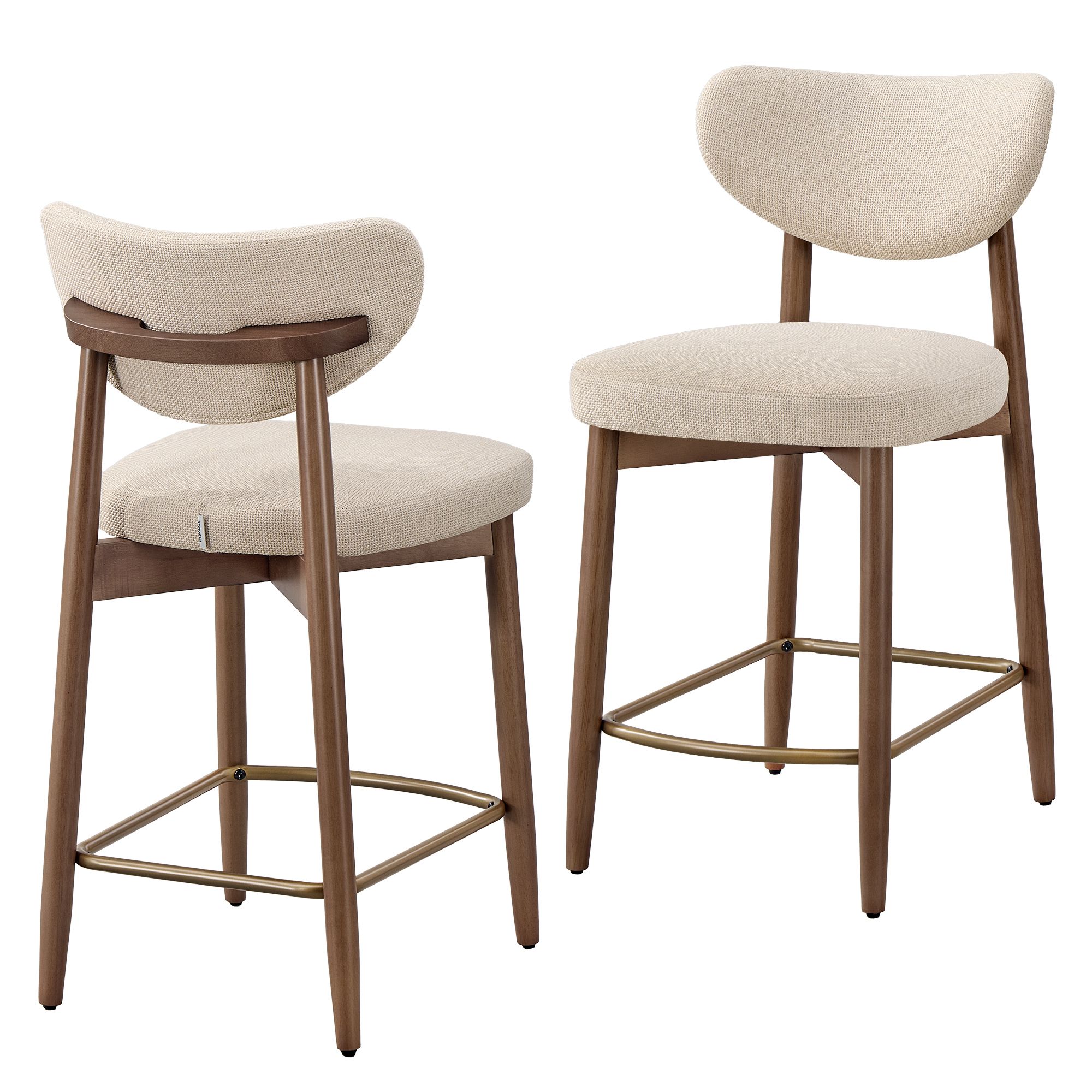 Vasagle Beige Claro Taburetes De Bar Con Patas De Madera Y Respaldo Ergonómico, - Imagen 2
