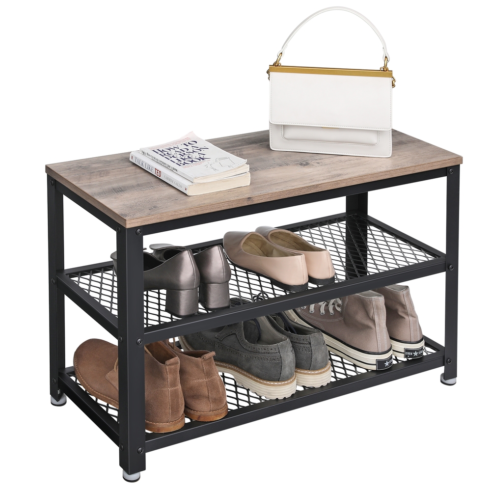 Vasagle Banco Zapatero Con Asiento Y 3 Niveles, Con Estructura De Metal, Ideal Para Entrada, Sala De Estar Y Pasillo, 73X30x45 Cm, Greige Negro , Leroy Merlin - Imagen 3