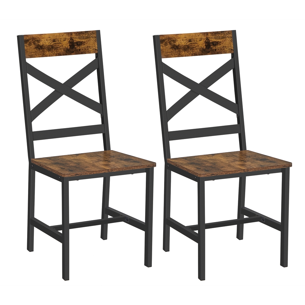 Vasagle Set De 2 Sillas De Comedor Ergonómicas, Estilo Industrial Con Estructura De Acero, Ideales Para Cocina Y Salón, Rústico Marrón , Leroy Merlin - Imagen 3