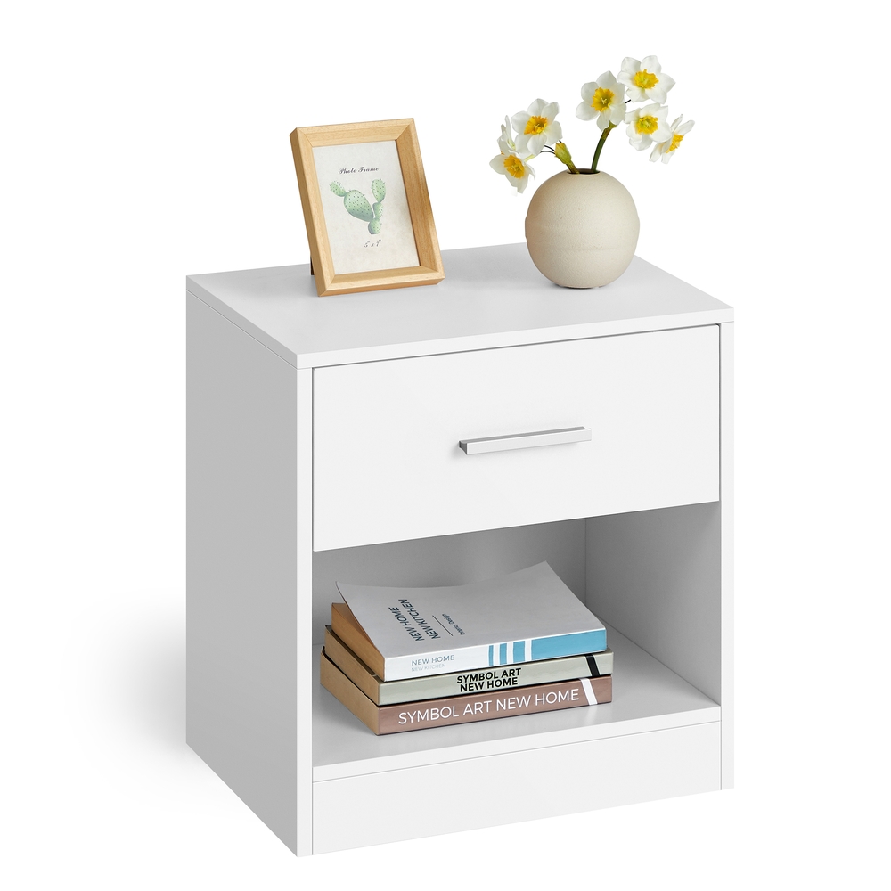 Songmics Juego De 2 Mesitas De Noche Minimalistas Con Cajón Silencioso, Capacidad 75 Kg, Dormitorio, Clásico Blanco , Leroy Merlin - Imagen 5
