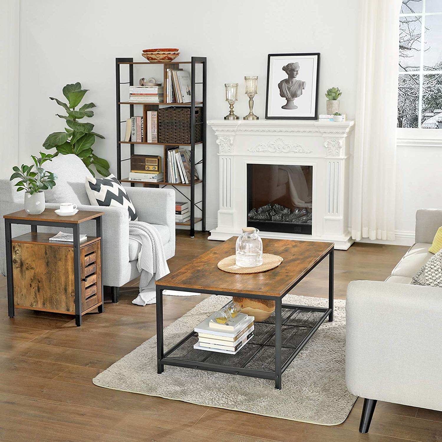 VASAGLE Mesa de Centro de Estilo Industrial, Armario Multifuncional con