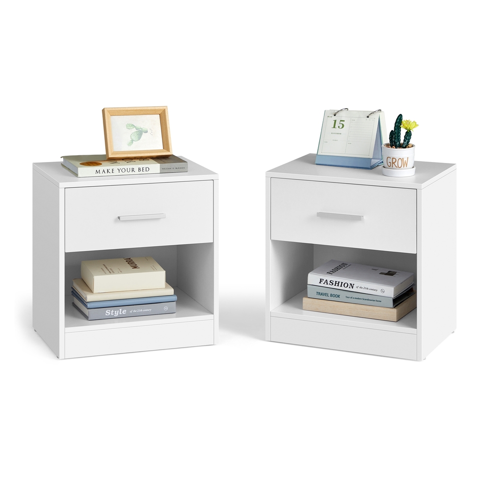 Songmics Juego De 2 Mesitas De Noche Minimalistas Con Cajón Silencioso, Capacidad 75 Kg, Dormitorio, Clásico Blanco , Leroy Merlin - Imagen 3