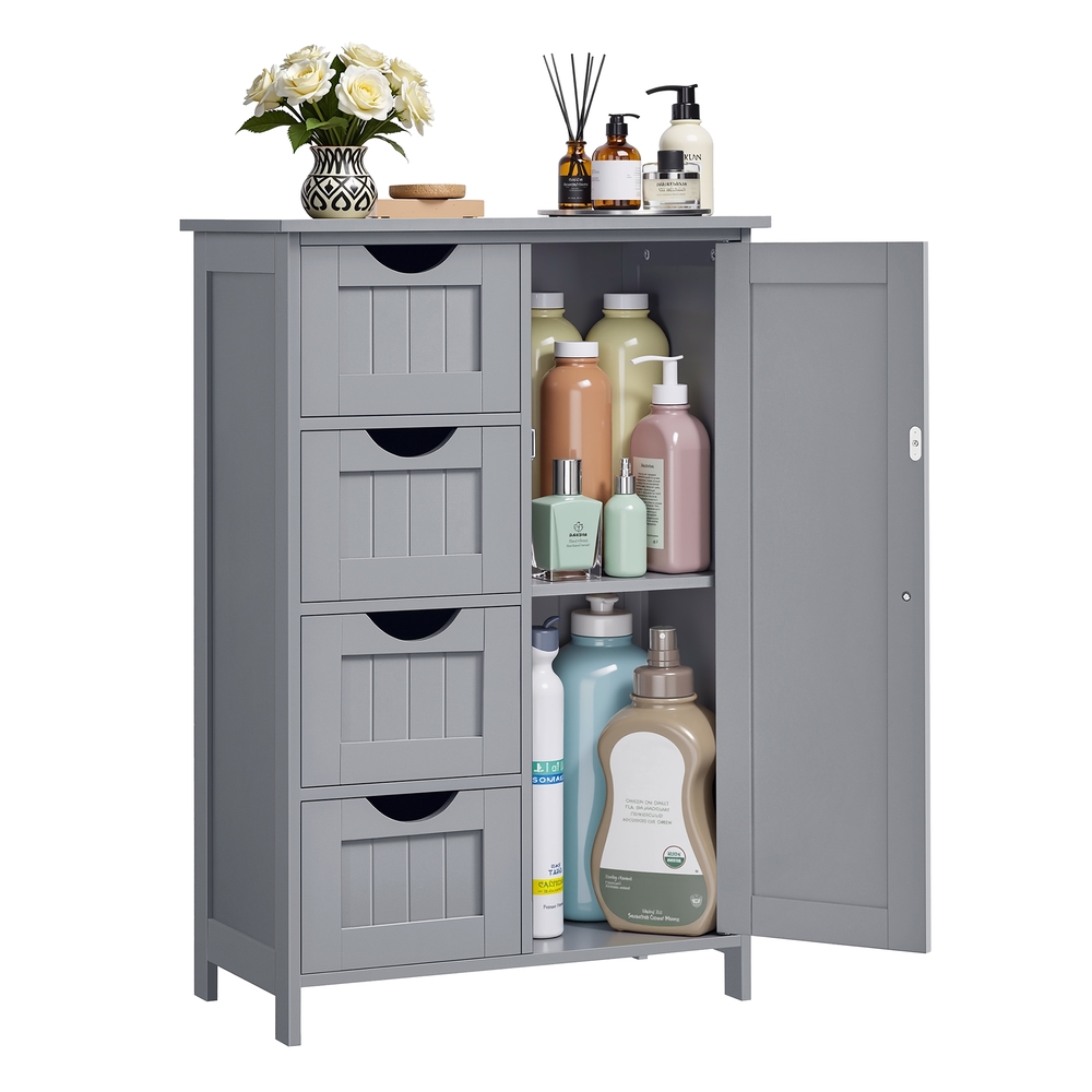 Vasagle Gris Mueble De Baño Estrecho Con 4 Cajones 30 X 55 X 82 Cm Paloma