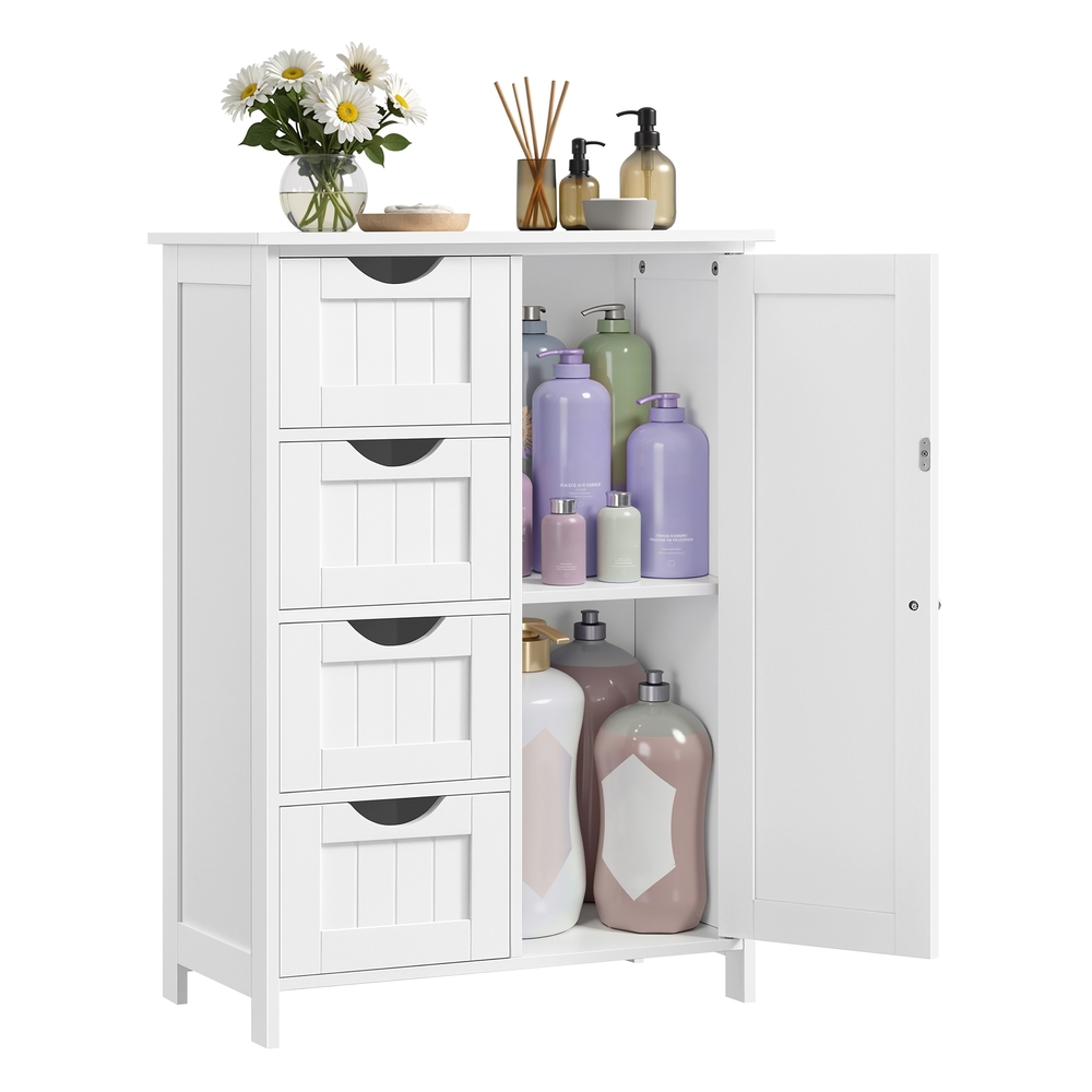 Vasagle Blanco Armario De Baño Estante Ajustable 35 X 65 X 90 Cm Nube