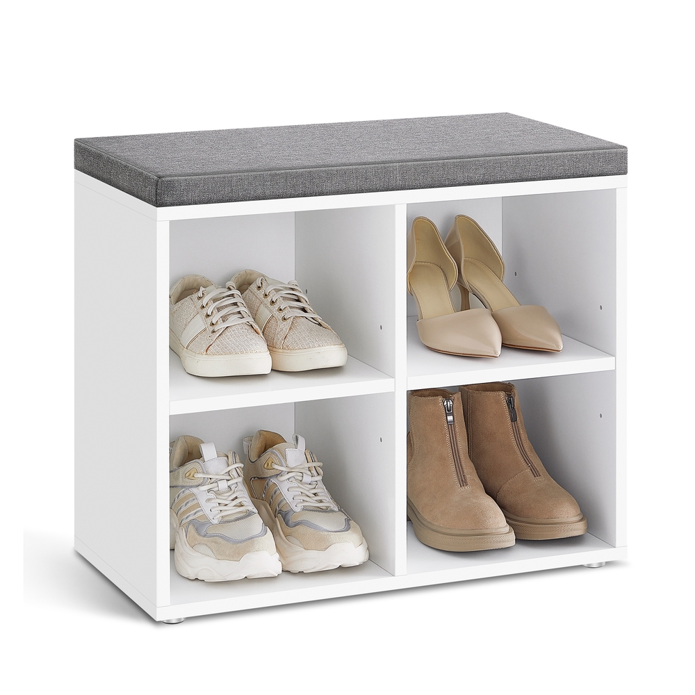 Vasagle Blanco Banco Zapatero Con 4 Compartimentos Y 2 Estantes Ajustables Nube