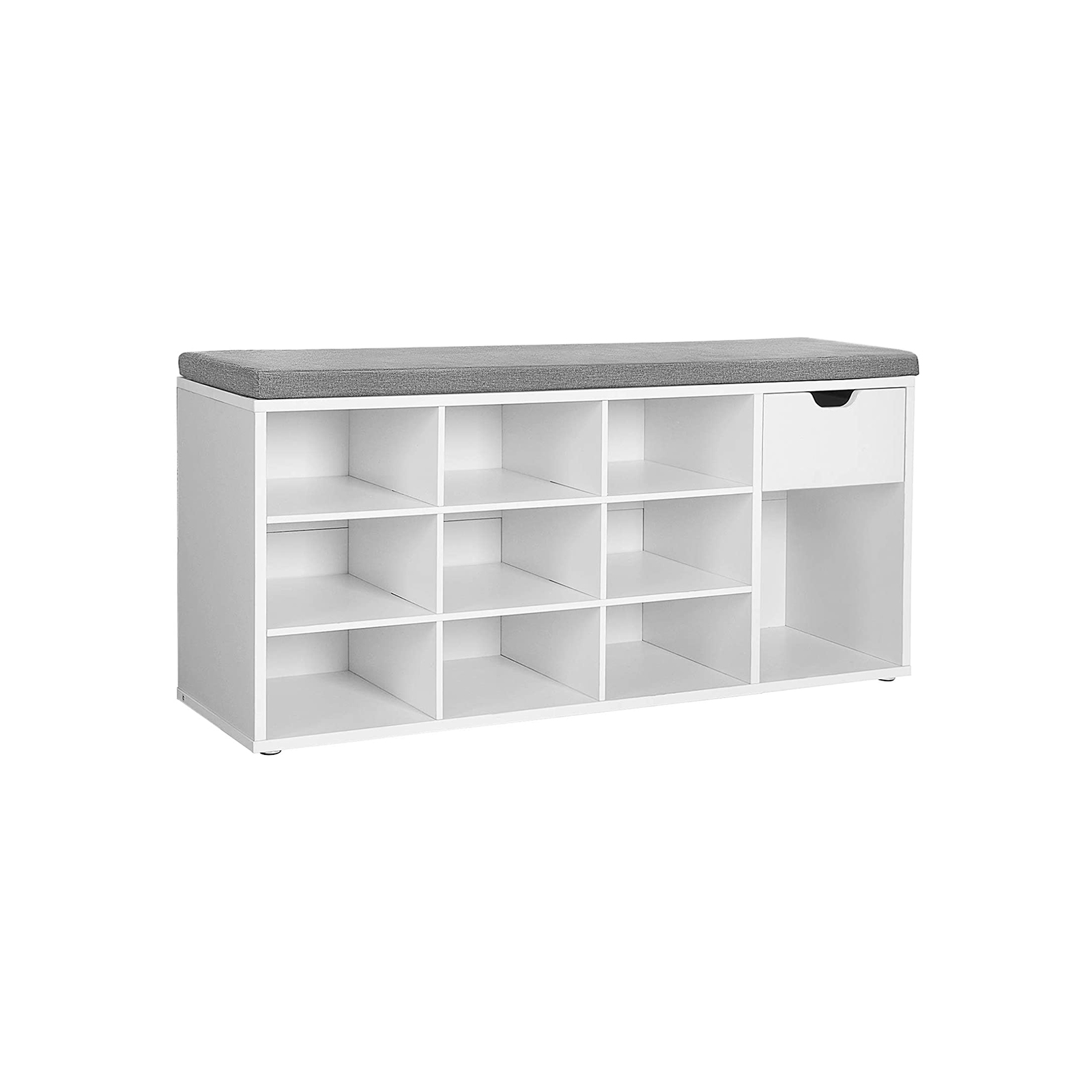 Vasagle Blanco + Gris Banco Para Zapatos Con Compartimentos Abiertos, - Imagen 2