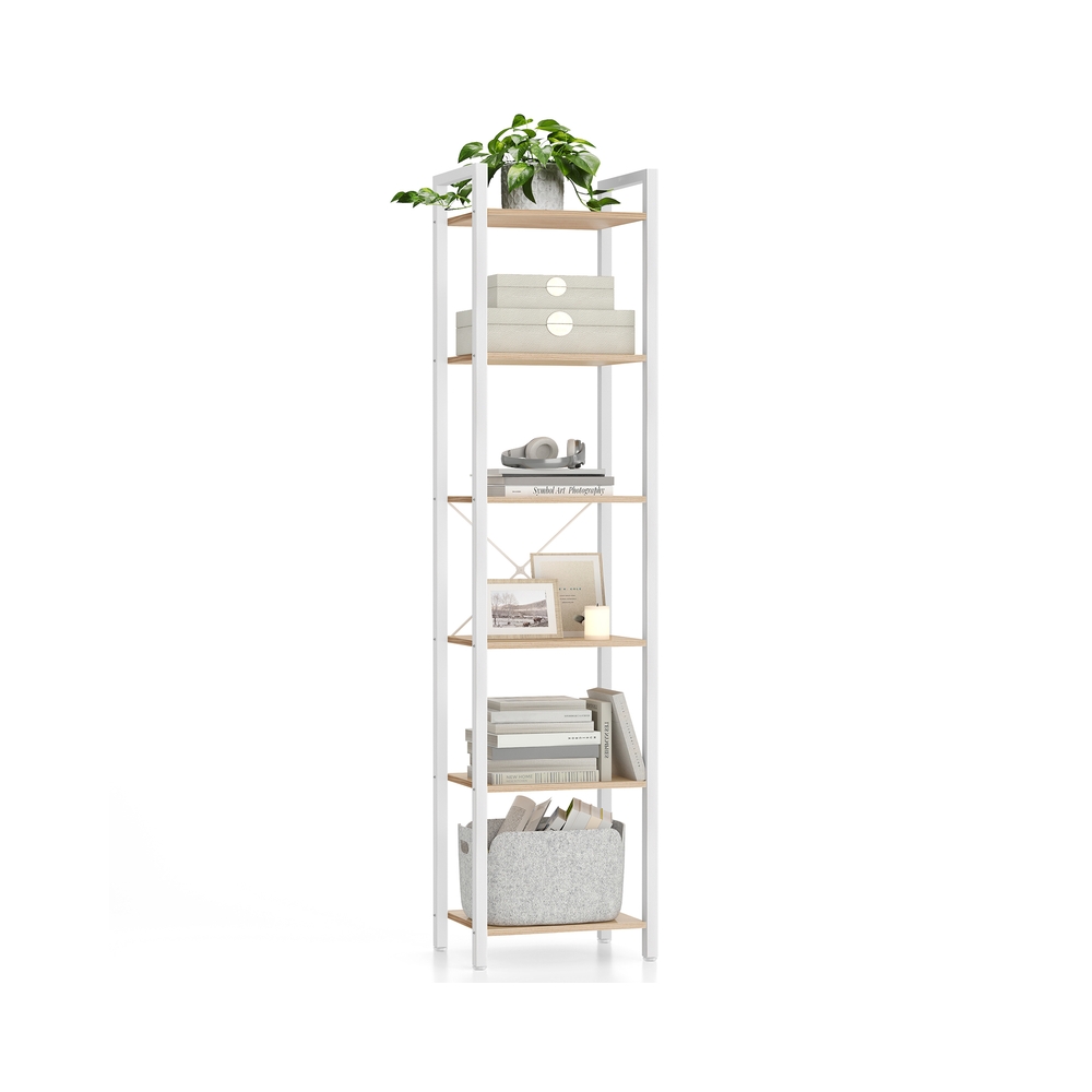 Vasagle Beige/Blanco Librería De 6 Niveles 30 X 40 X 187,5 Cm Industrial Natural Y Nube