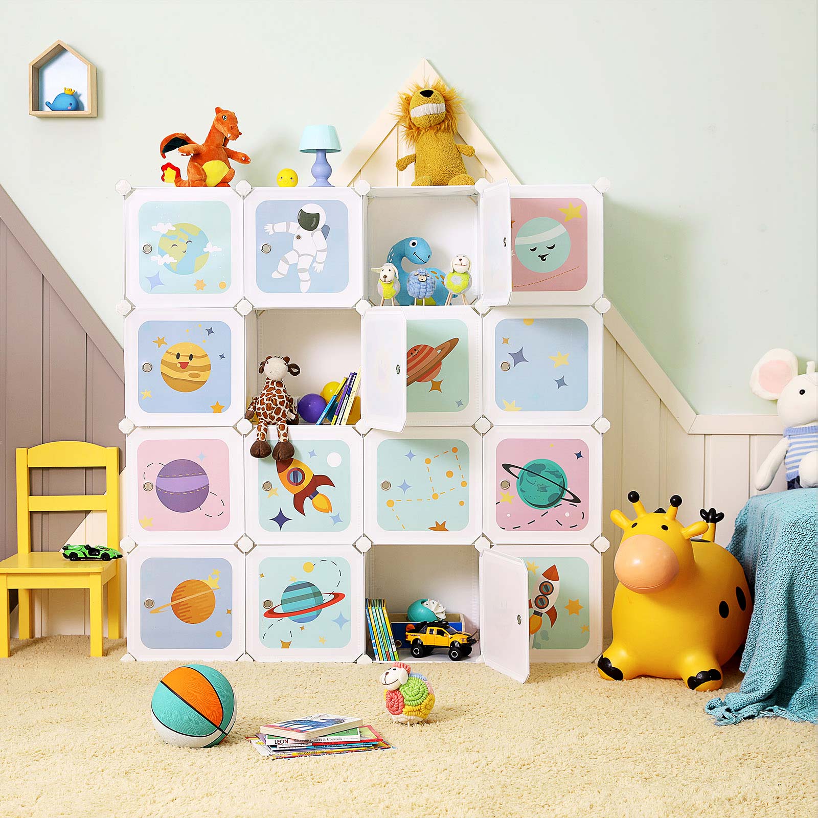 SONGMICS Armario Modular Infantil de 16 Cubos, Organizador Modular para