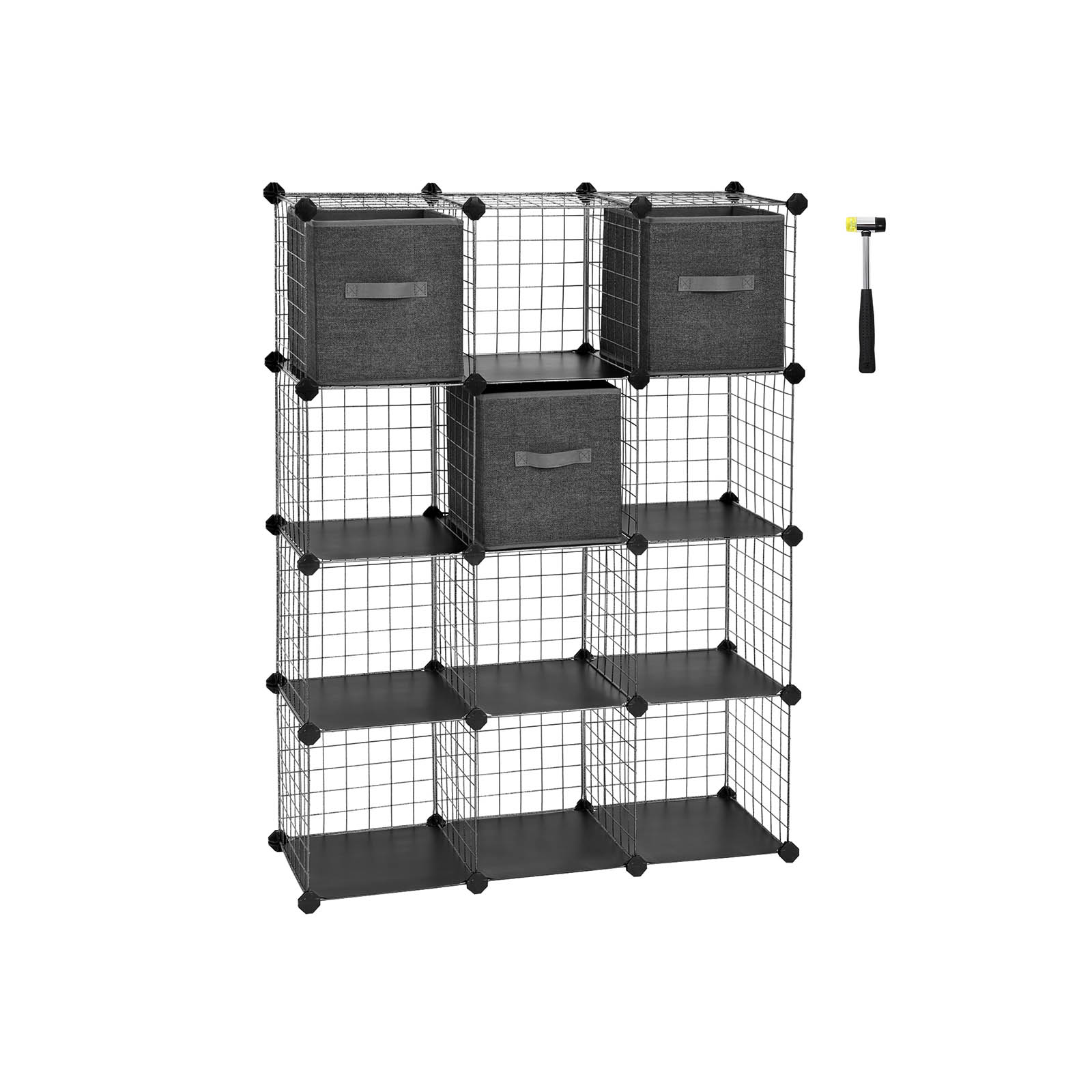 estanterías de Almacenamiento portátiles para el salón Bricolaje 9 Cubos HOMEYFINE multifunción la Oficina，Blanco Organizador de Cubos de Alambre estantería metálica Modular 