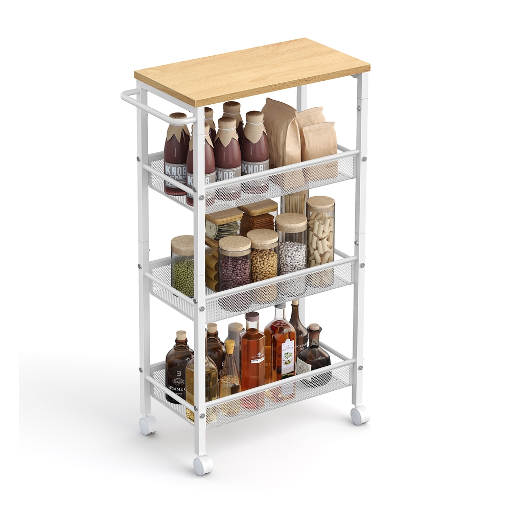 Vasagle Carro De 4 Niveles Carro Estrecho De Cocina Con Ruedas 22 X 45,4 X 77 Cm