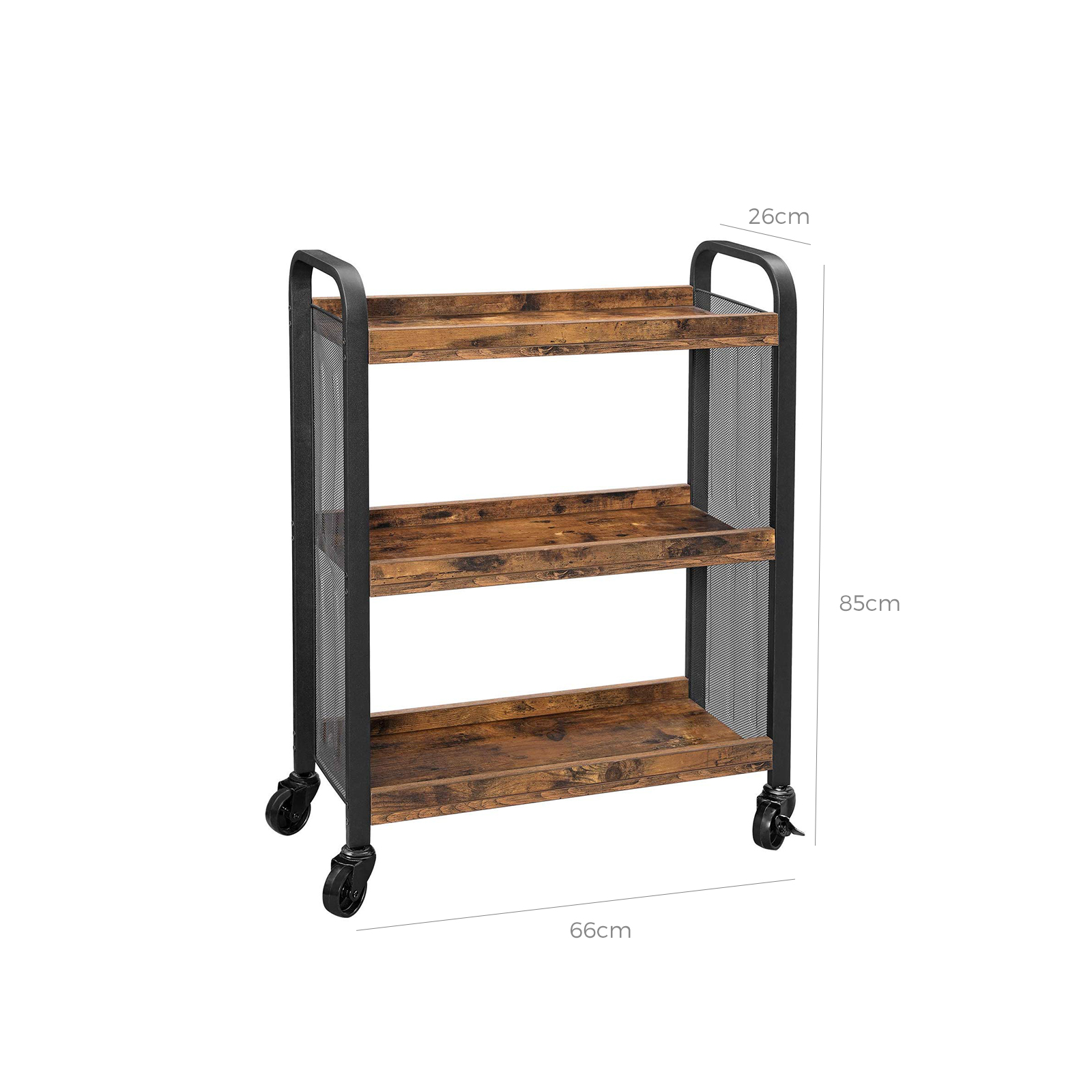 VASAGLE Carrito de Cocina Estrecho, Carrito Auxiliar con Ruedas, Ahorro