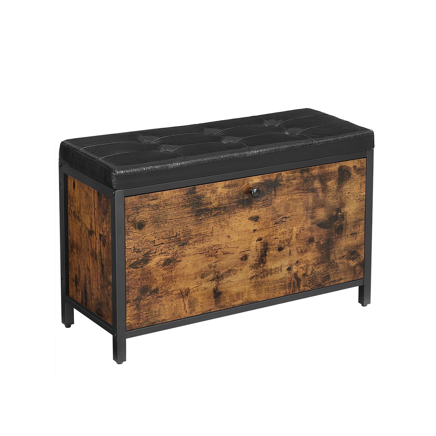 Vasagle Banco Zapatero Industrial Con Cajón, Asiento Acolchado, Capacidad Para 6 Pares, Baúl De Almacenamiento, Estructura De Acero, Y Marrón/Negro , Leroy Merlin - Imagen 2