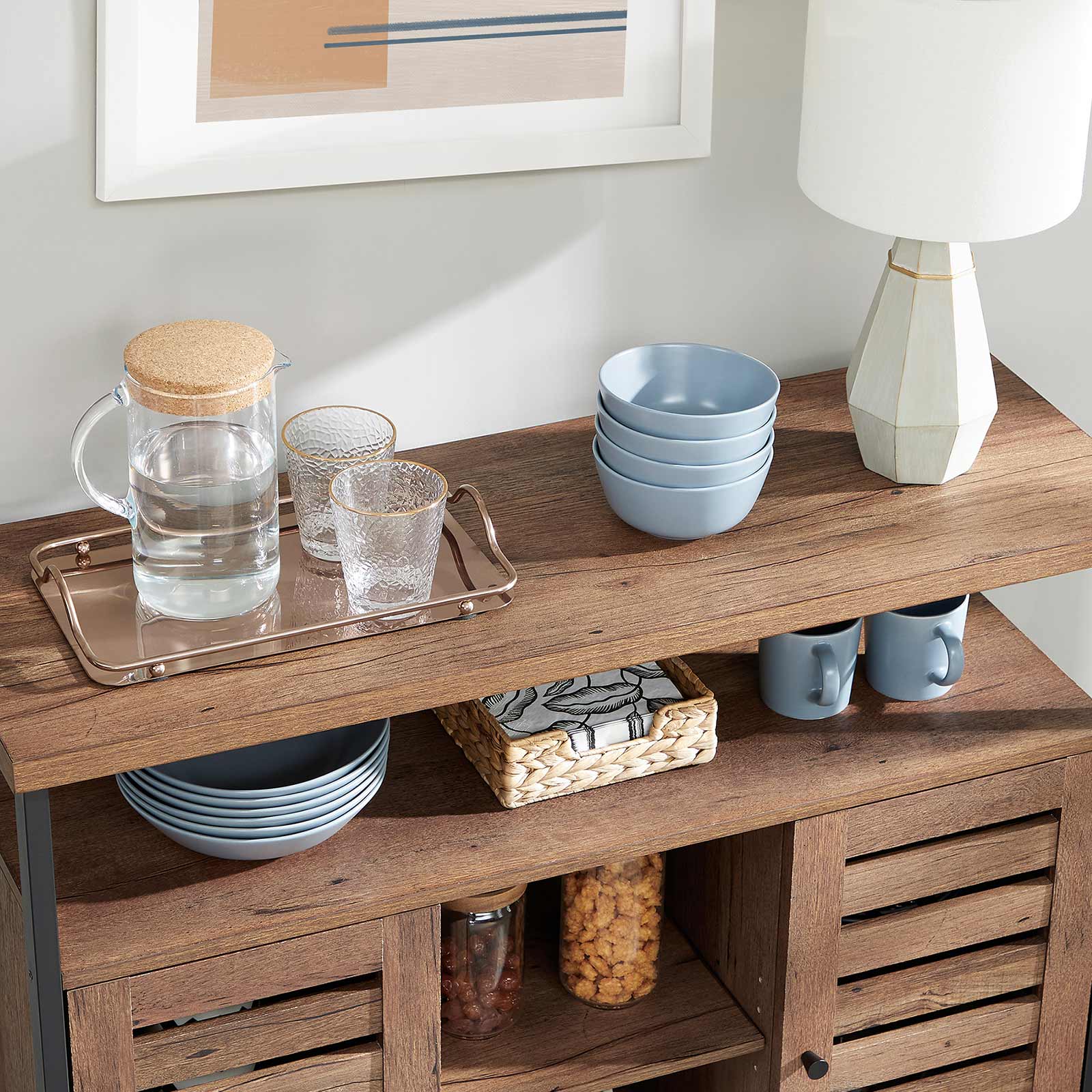 VASAGLE Armario de Pie, Armario de Almacenamiento con Estantes, Puertas