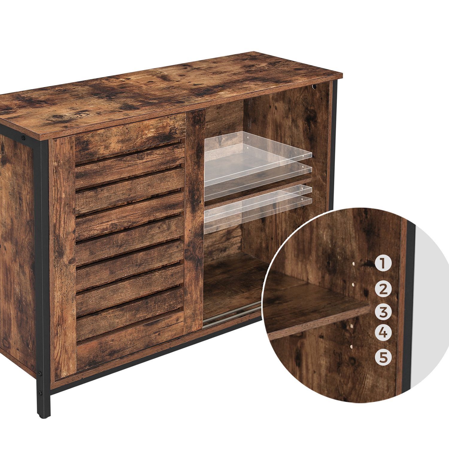 VASAGLE Aparador, Armario de Cocina con Puertas Corredizas, Cómoda