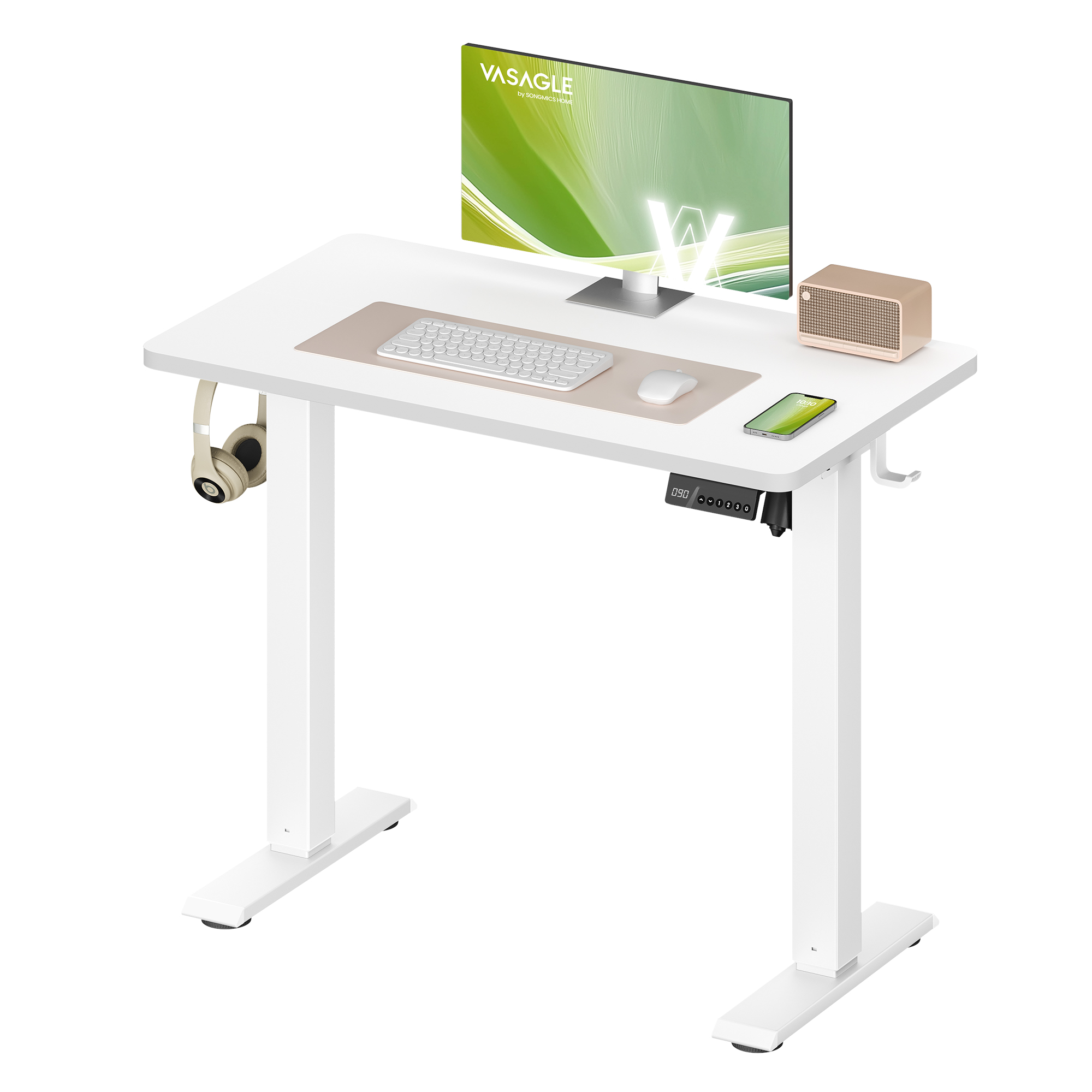 Vasagle Blanco Escritorio Elevable Eléctrico Para Ordenador 80 X 50 Cm