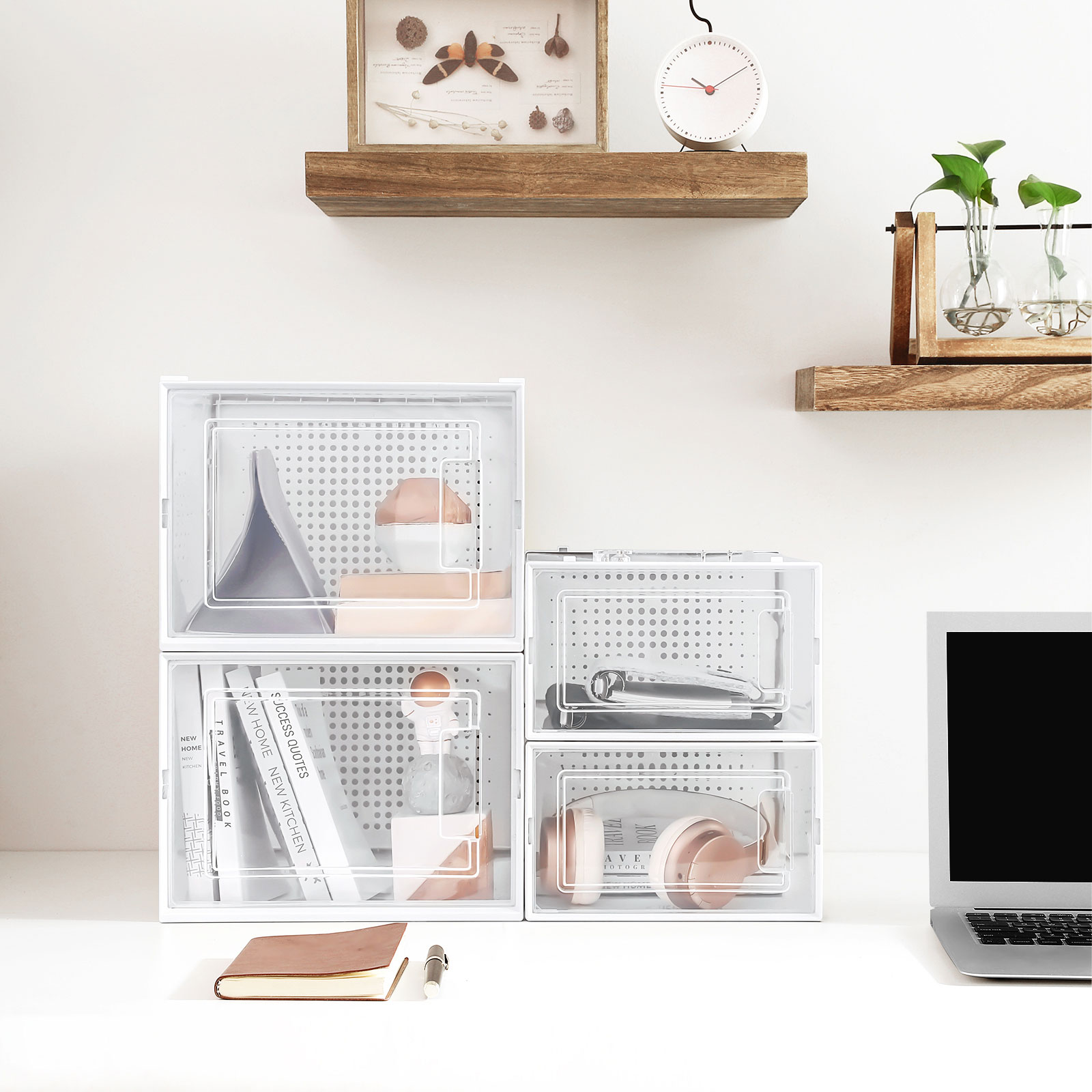 SONGMICS Cajas de Zapatos,Juego de 10 Organizadores de Zapatos con 6