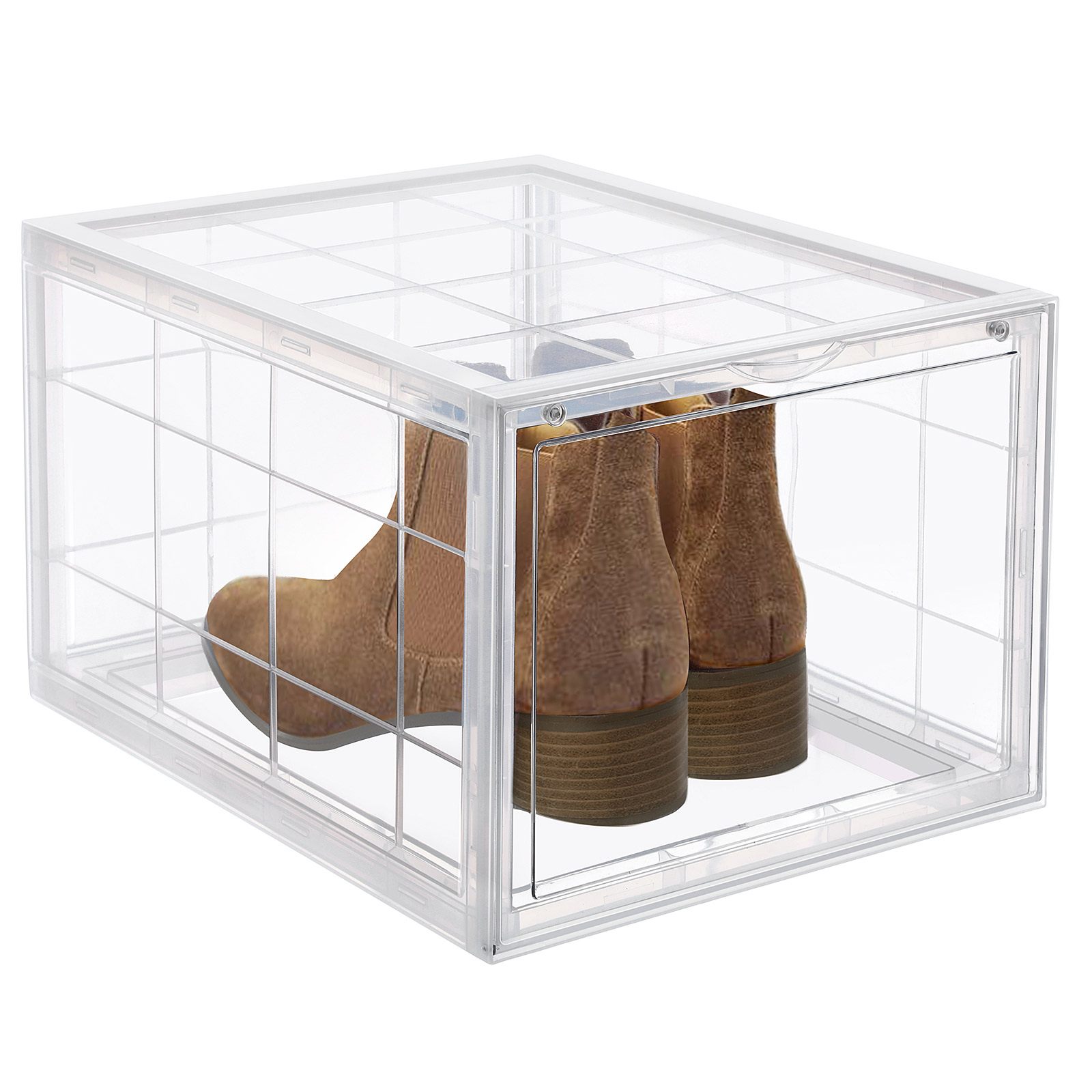 SONGMICS Cajas de Zapatos Apilables, Plástica, Rígida, Ahorro de