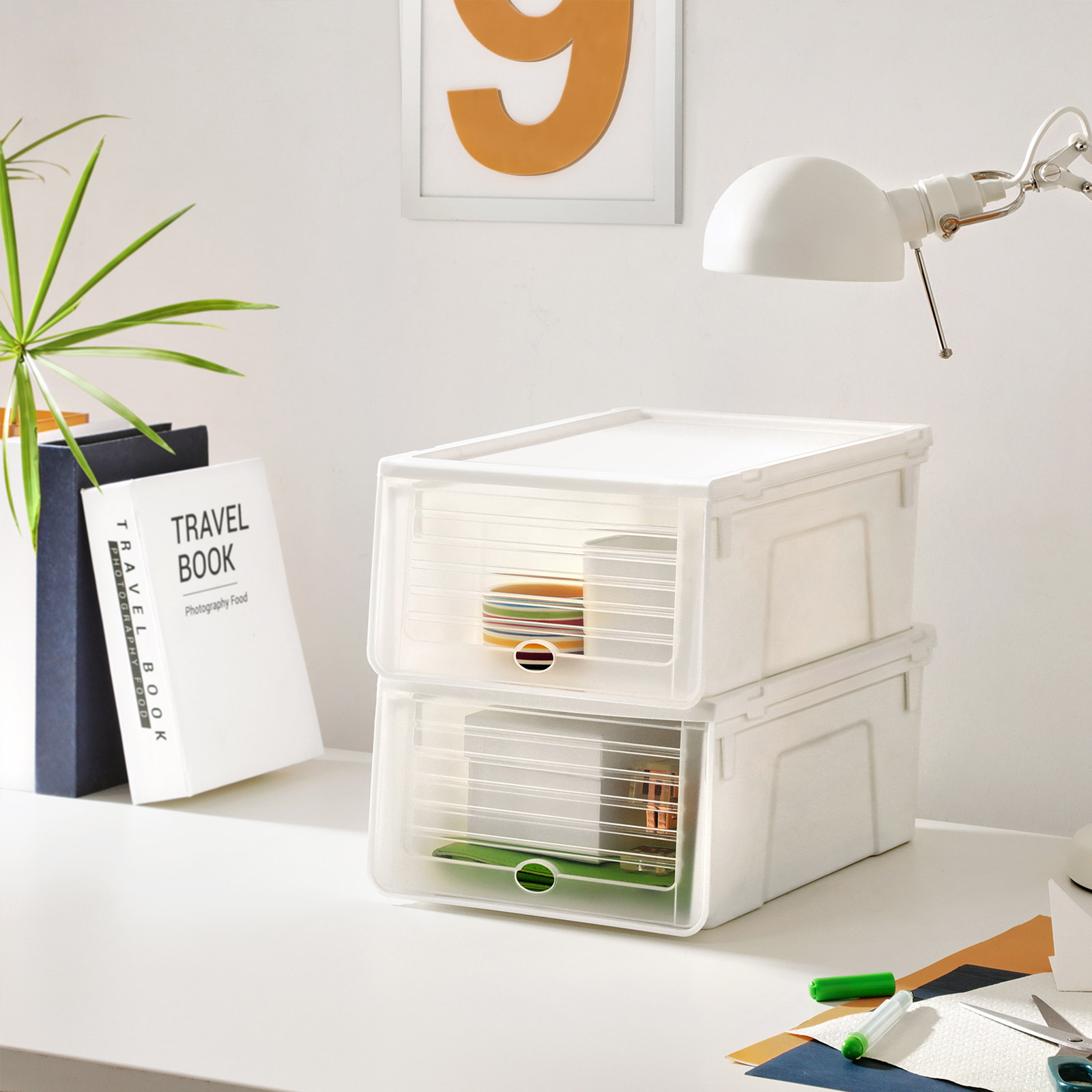 SONGMICS Cajas de Plástico para Zapatos, Juego de 12, Almacenamiento de
