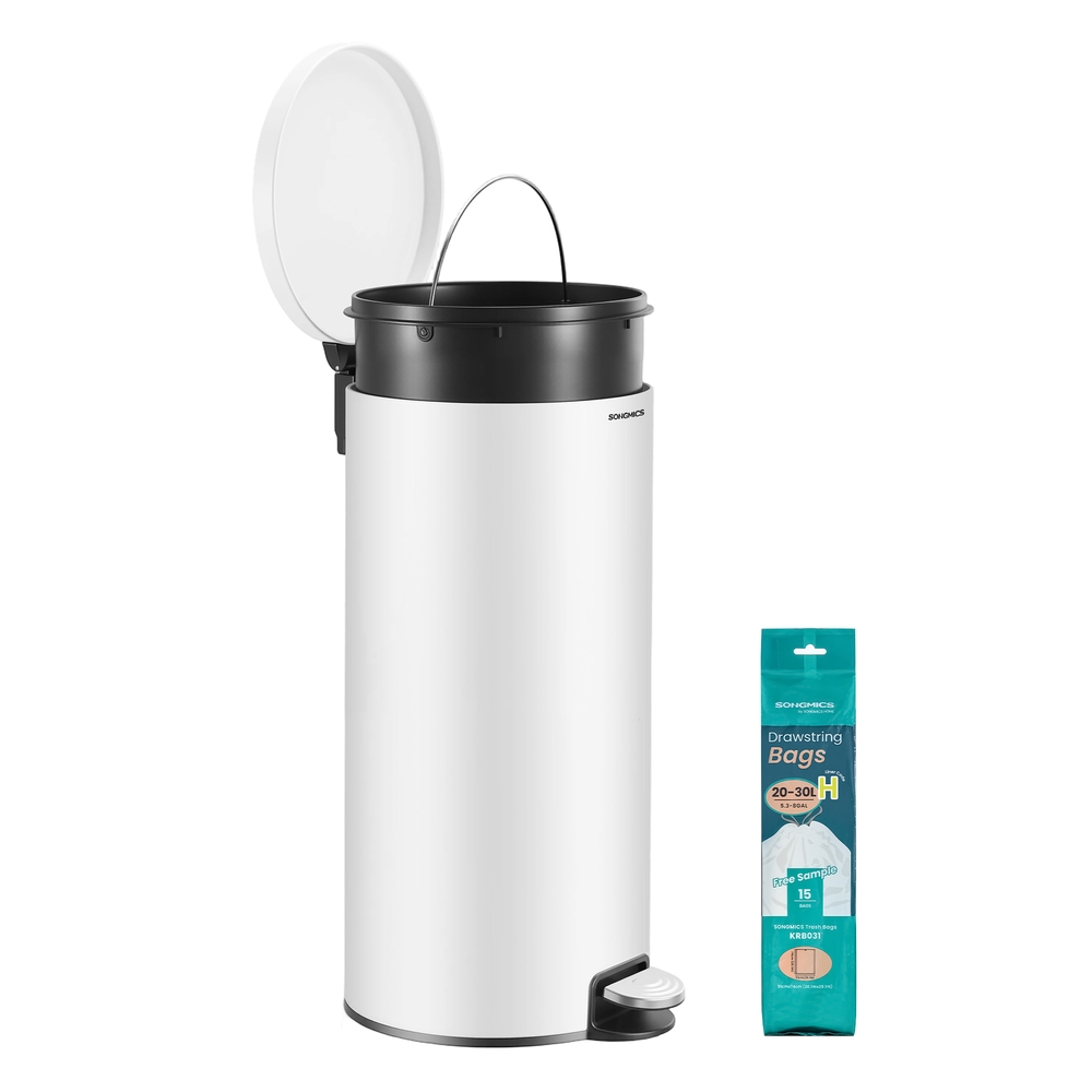 Songmics Blanco 30 L Cubo De Basura Redondo Con 15 Bolsas Nube