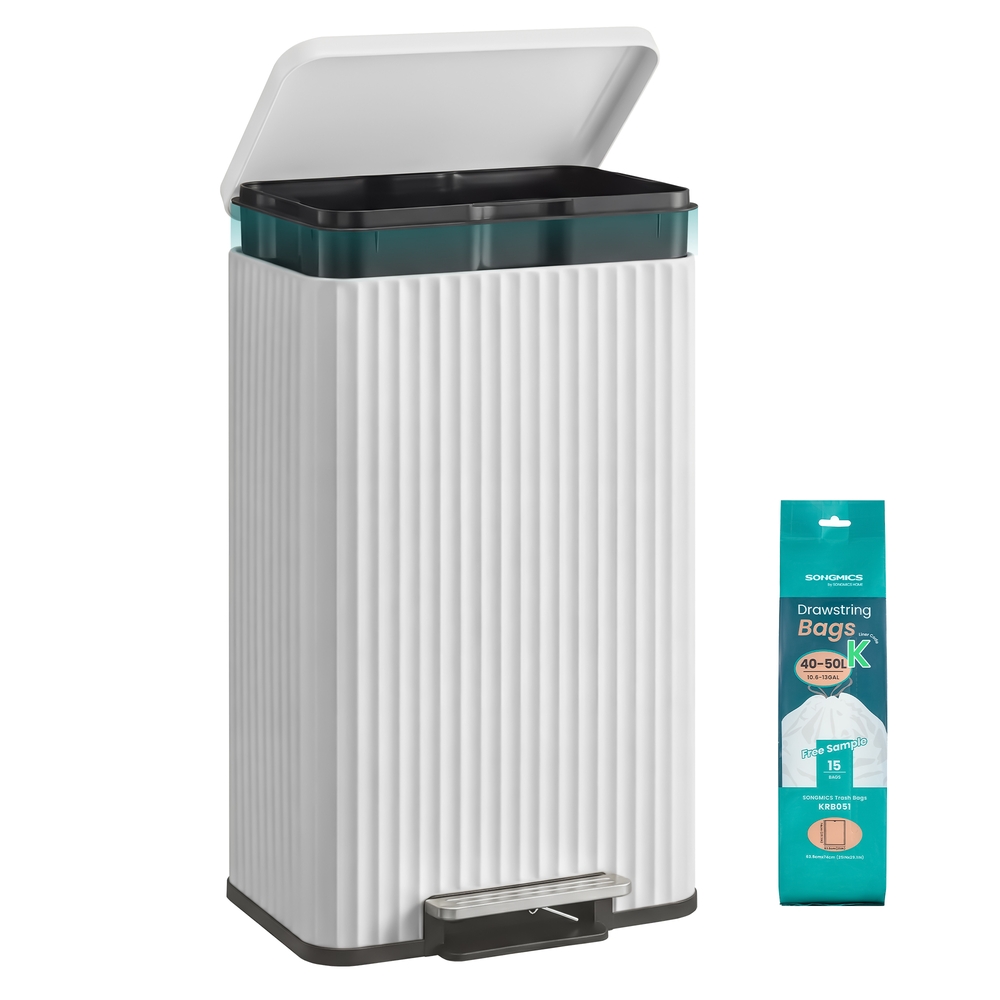 Leroy Merlin Cubo De Basura De 50 L Con Pedal Y Cierre De Descenso Lento, Cubo Interior Extraíble, Cocina, Blanco - Imagen 3