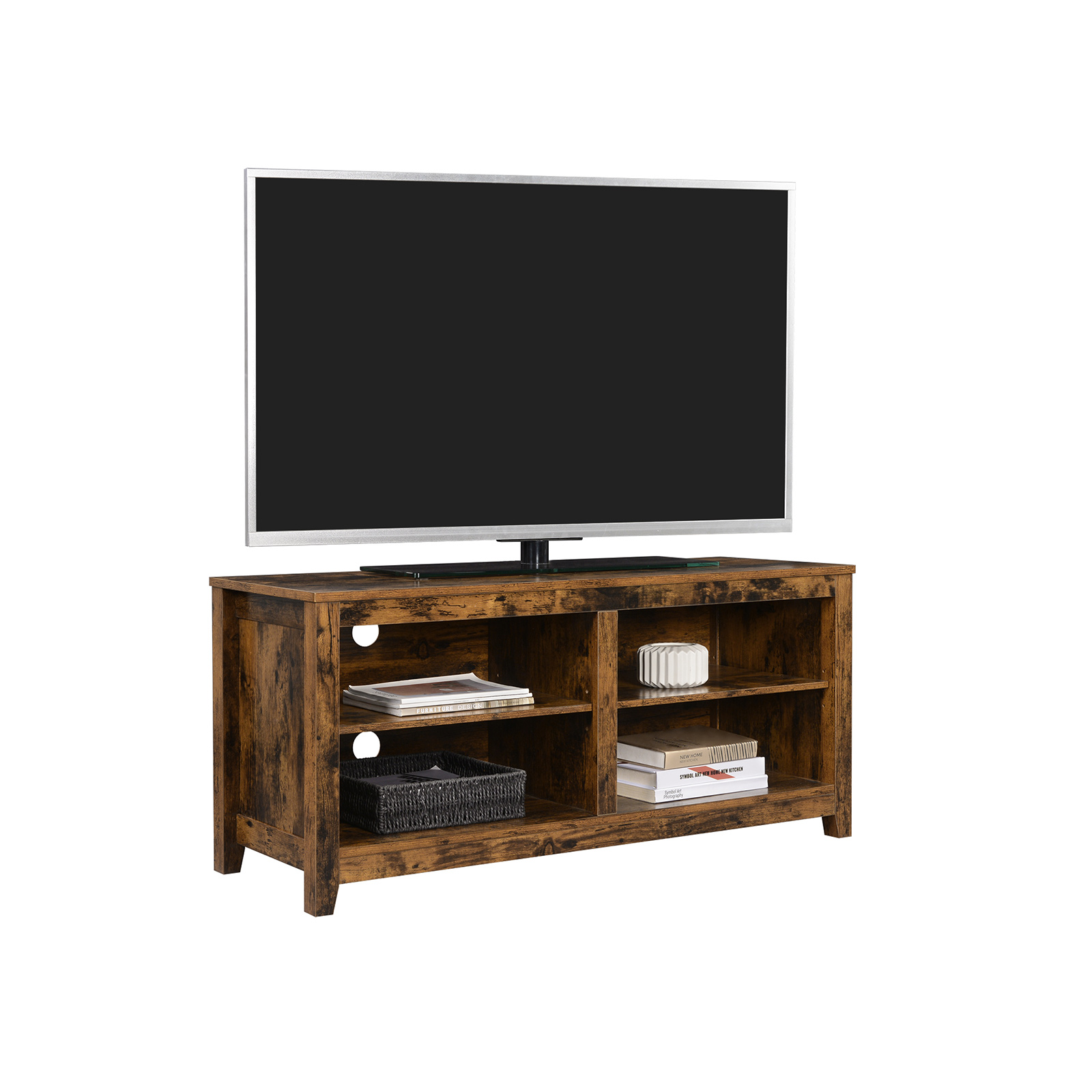 VASAGLE Soporte de TV, Mueble de TV con Agujeros para Cables, Estantes