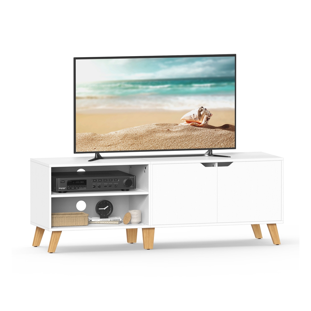 Vasagle Blanco Mueble De Tv De 2 Puertas Con Estantes Ajustables