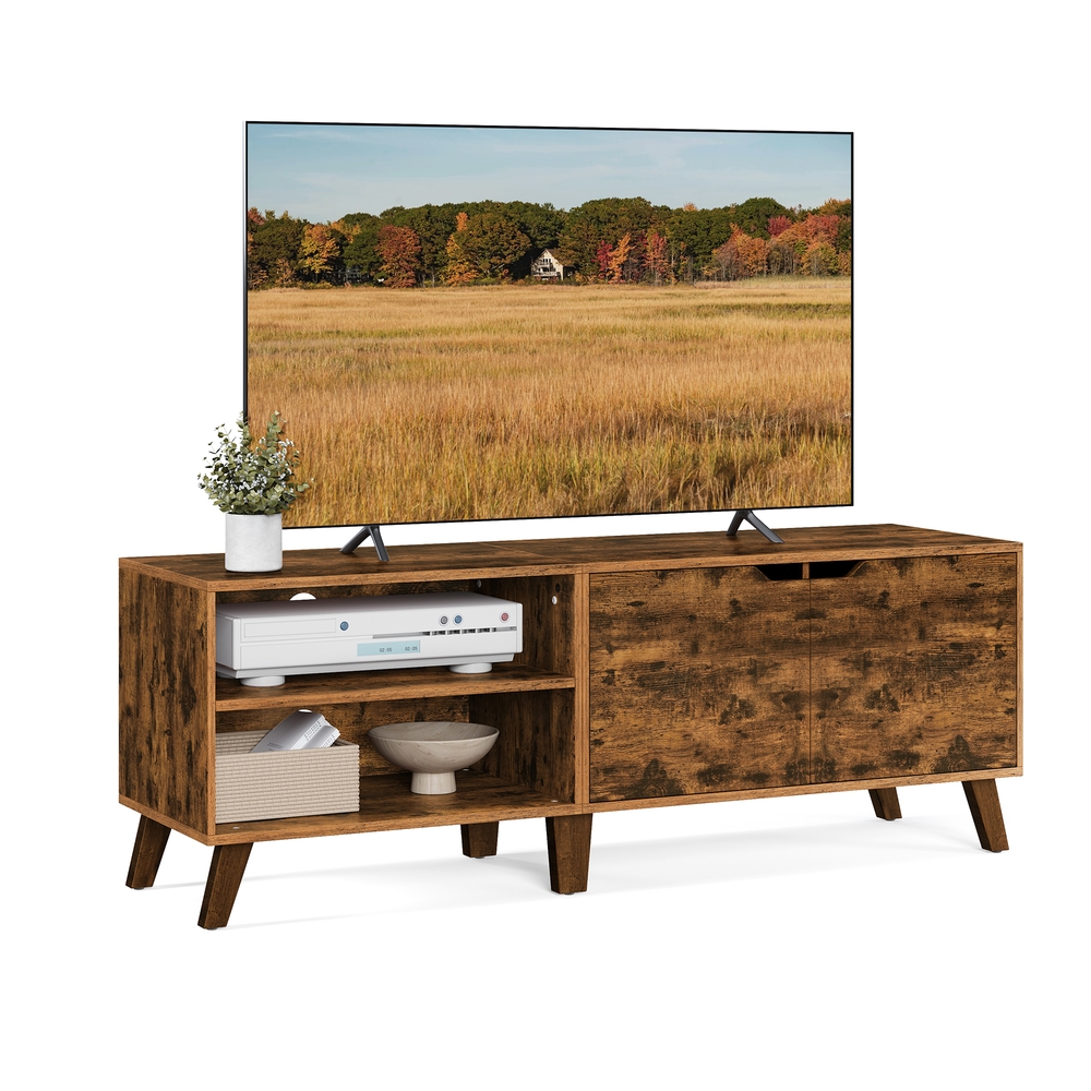 Vasagle Marrón Mueble De Tv De 2 Puertas Con Estantes Ajustables Rústico