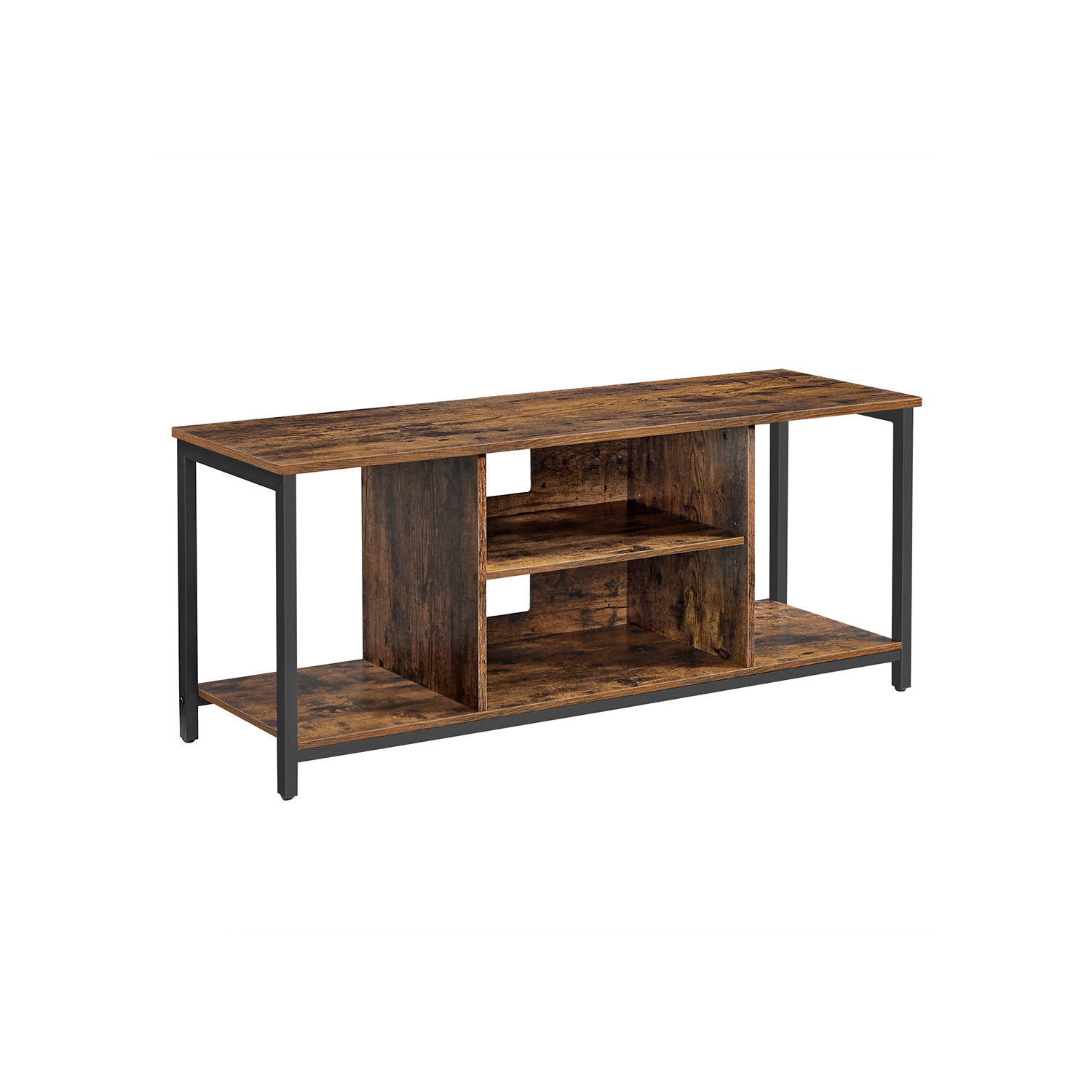 Leroy Merlin Mueble De Tv Rústico Para Pantallas Hasta 60 Pulgadas, Con Estantes Abiertos, Y Longitud De 120 Cm, Ideal Para Sala De Estar Marrón/Negro - Imagen 3