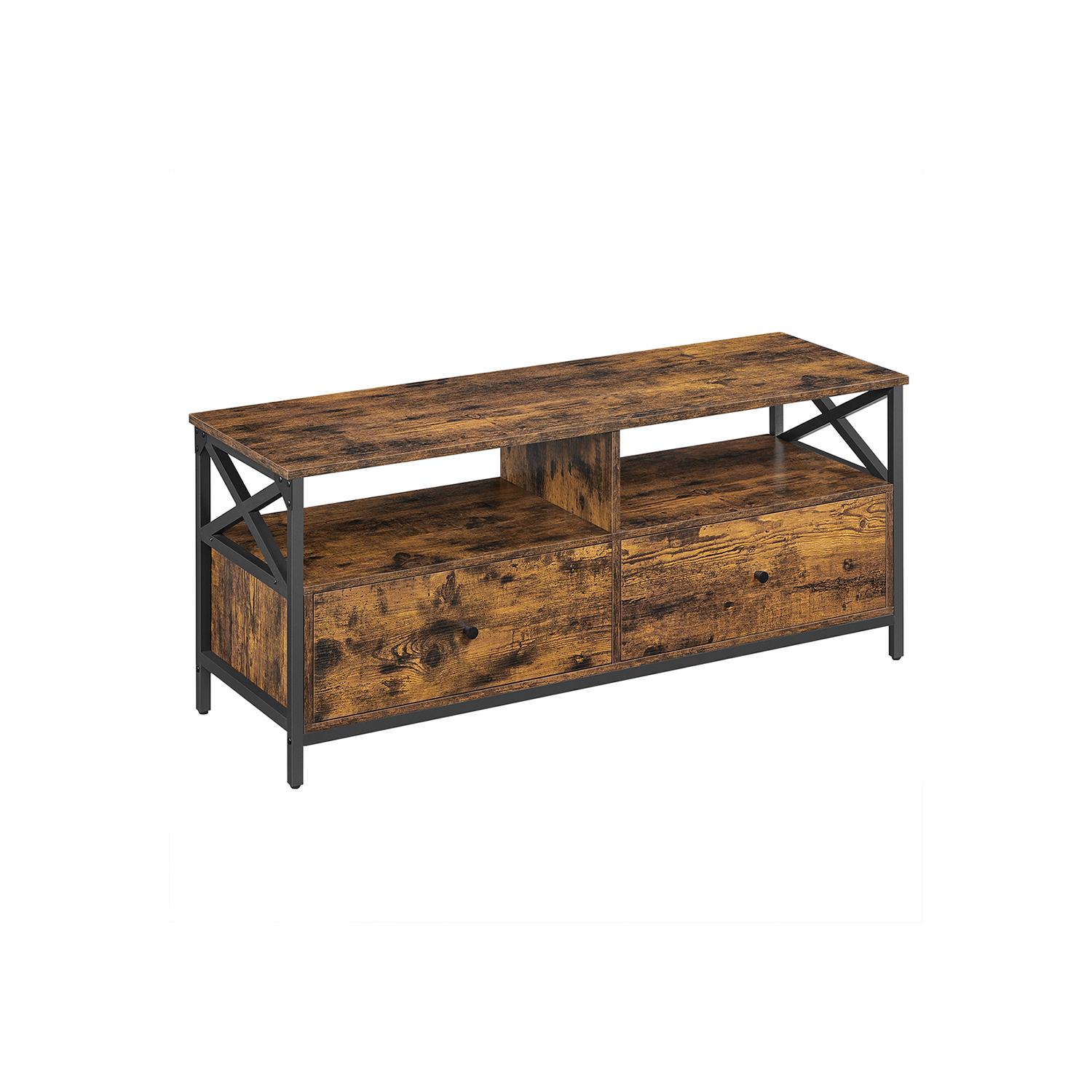 Leroy Merlin Mueble De Tv Con 2 Cajones Y Estantes Abiertos, 120X40x50 Cm, Para Pantallas Hasta 55 Pulgadas, Y Marrón/Negro - Imagen 3