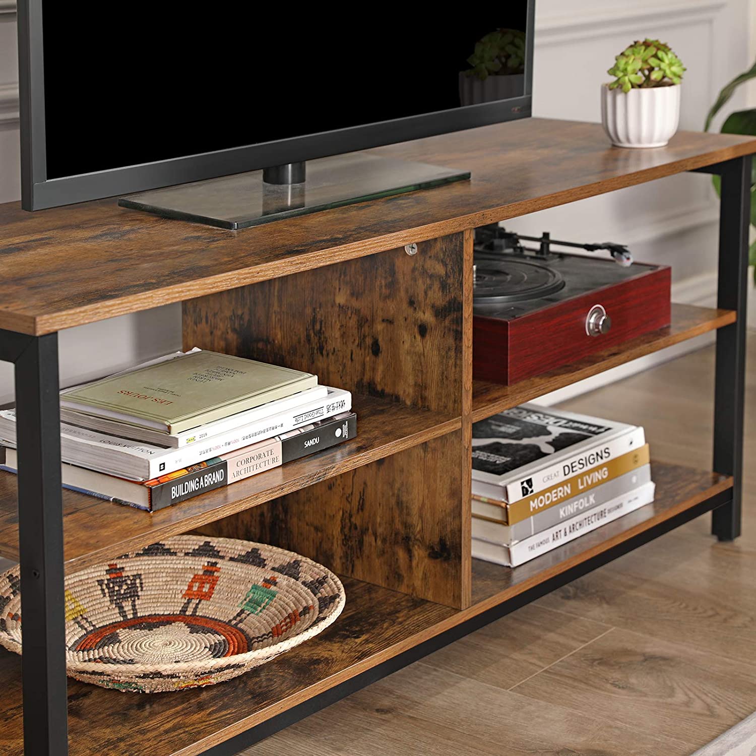 VASAGLE Soporte para TV, Mesa de Consola con 4 Estantes, Armario para