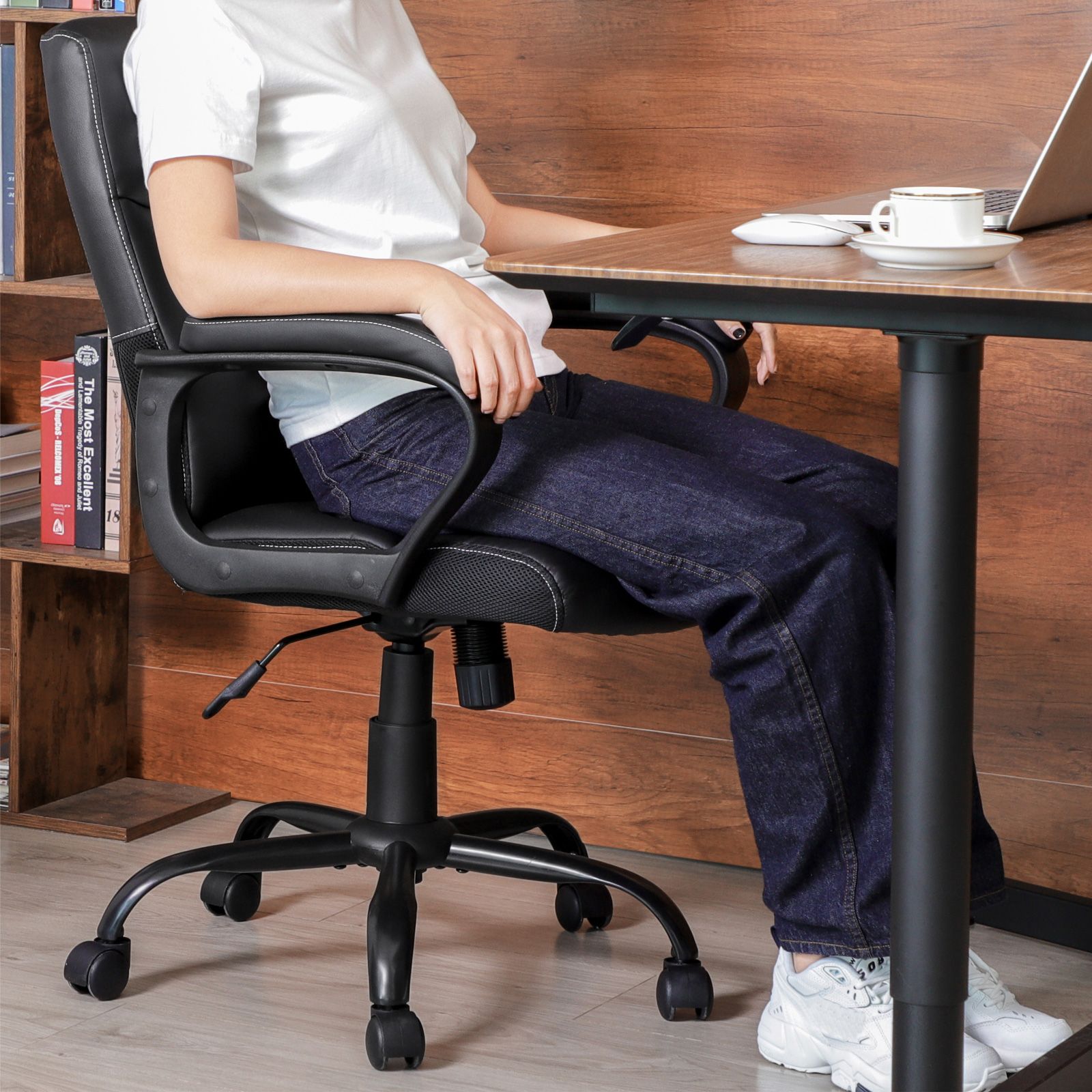 SONGMICS Silla de Oficina, Silla de Ejecutivo de Cuero Sintético, con