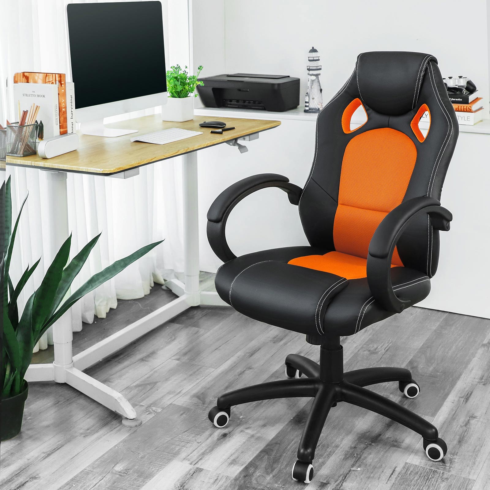 SONGMICS Racing Silla de Escritorio de Oficina Ergonómica Regulable con