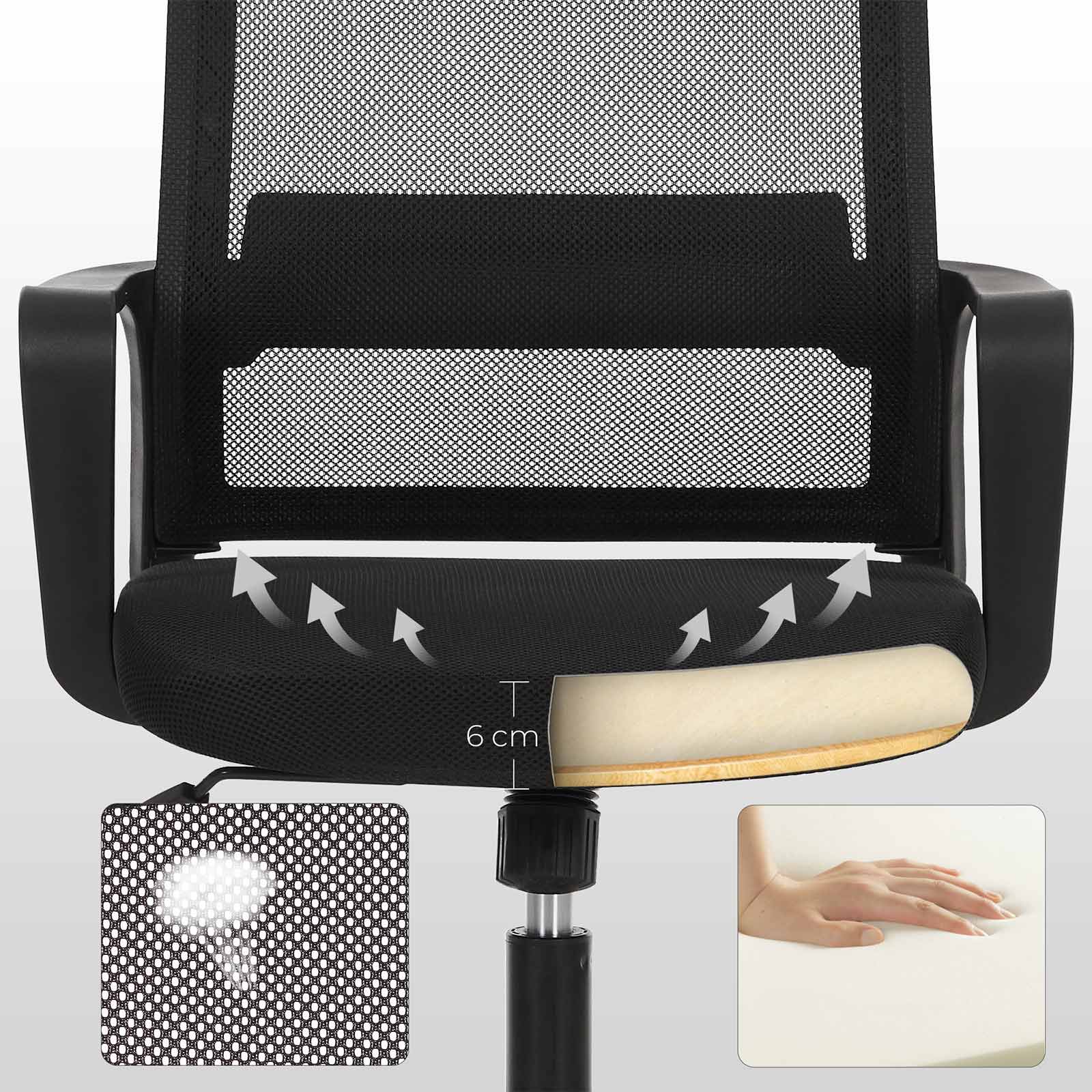 SONGMICS Silla de malla, Silla de oficina, Giratoria, Altura ajustable