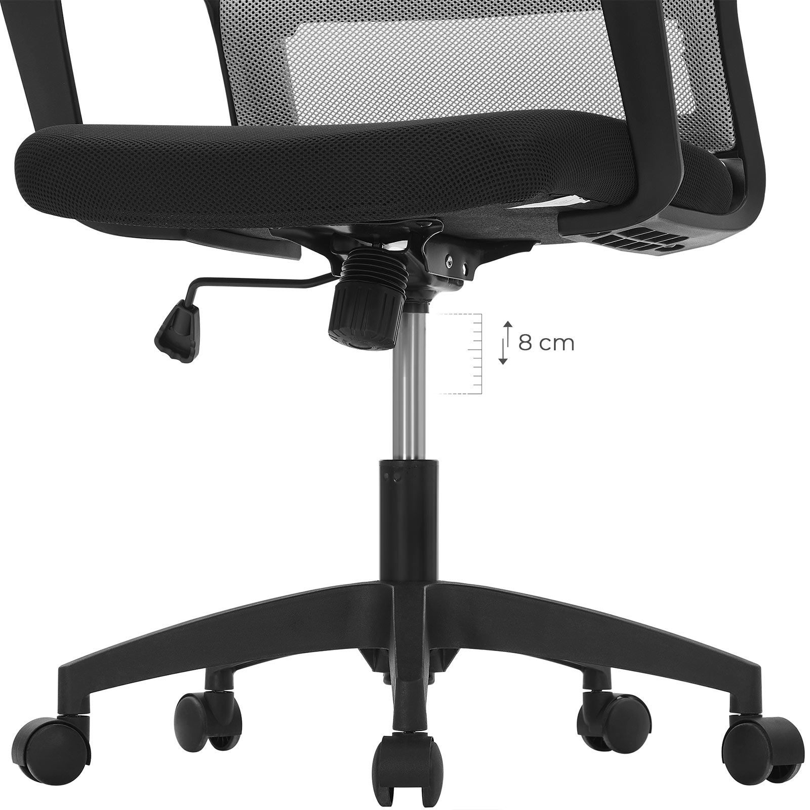 SONGMICS Silla de malla, Silla de oficina, Giratoria, Altura ajustable