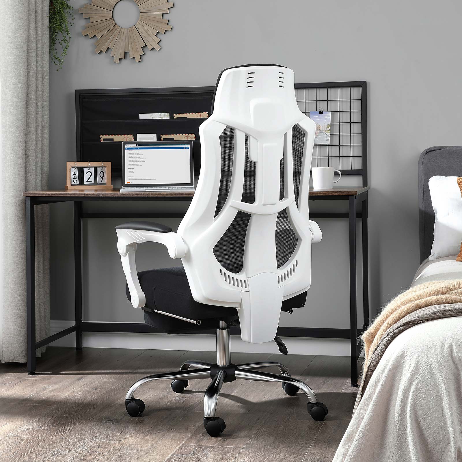 SONGMICS Silla de Oficina Ergonómica, Silla Giratoria, Transpirable