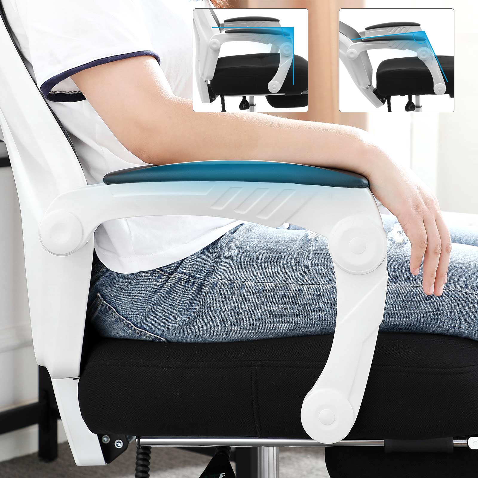 SONGMICS Silla de Oficina Ergonómica, Silla Giratoria, Transpirable